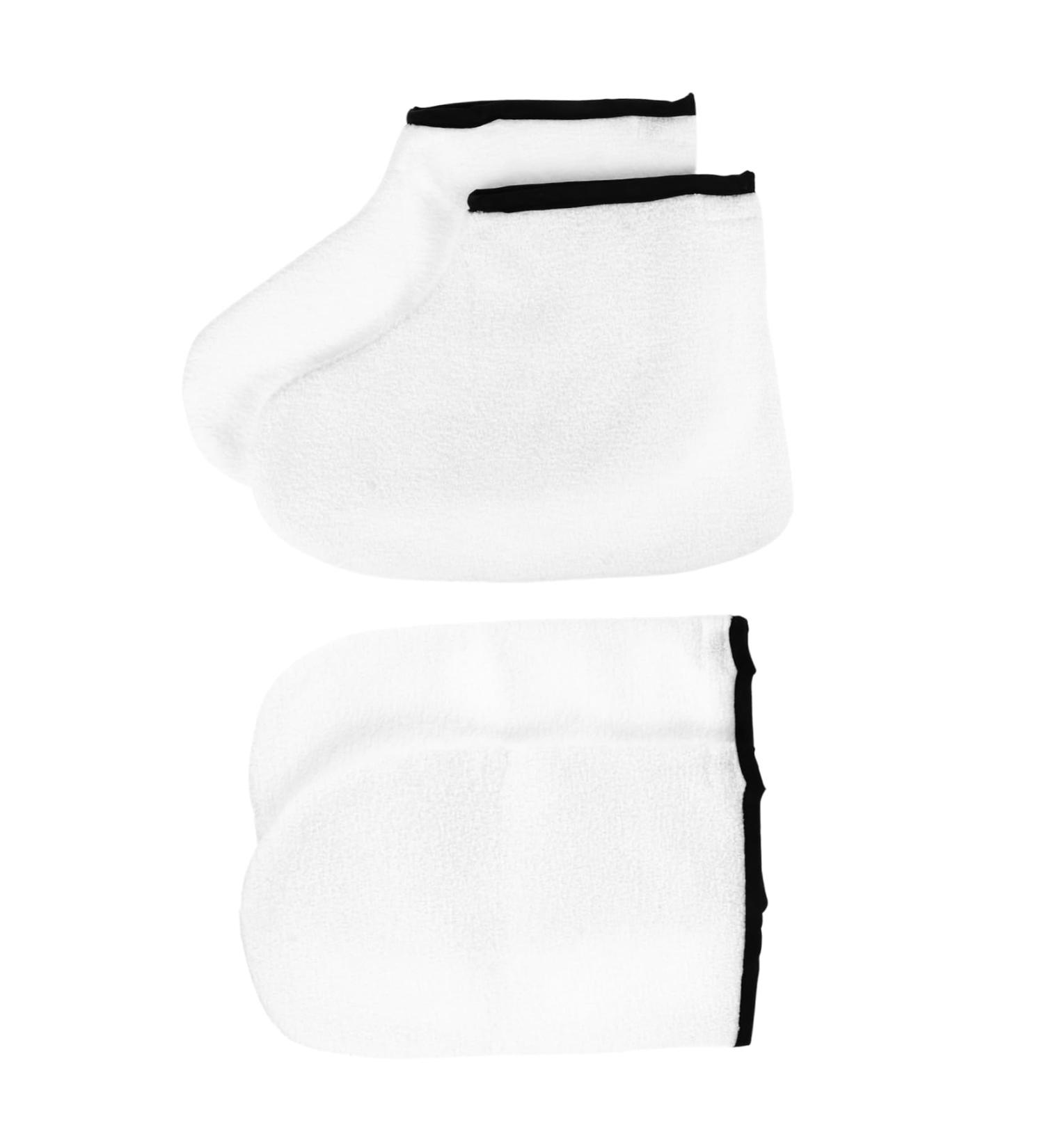 2 Pairs Leather Horn Boots Cloth Gloves Booties Beauty Foot Care Socks soap Paraffin Bath Mitts and Booties Men Home face Polyester Lining White Man Socks - Buy Online on GoSupps.com