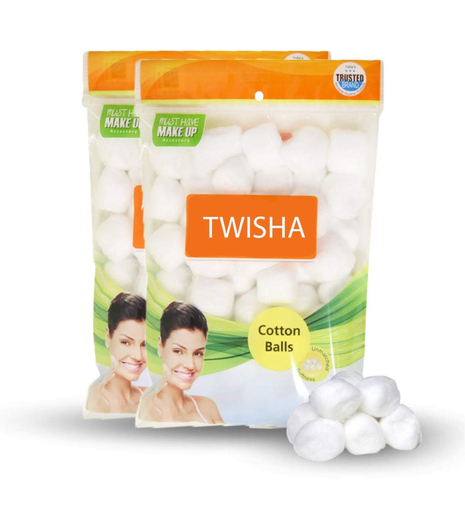 Twisha Soft Premium Cotton Balls - 100% Pure Large Cotton Balls for Face & Nail Polish Remover (100 Count - Buy Online on GoSupps.com
