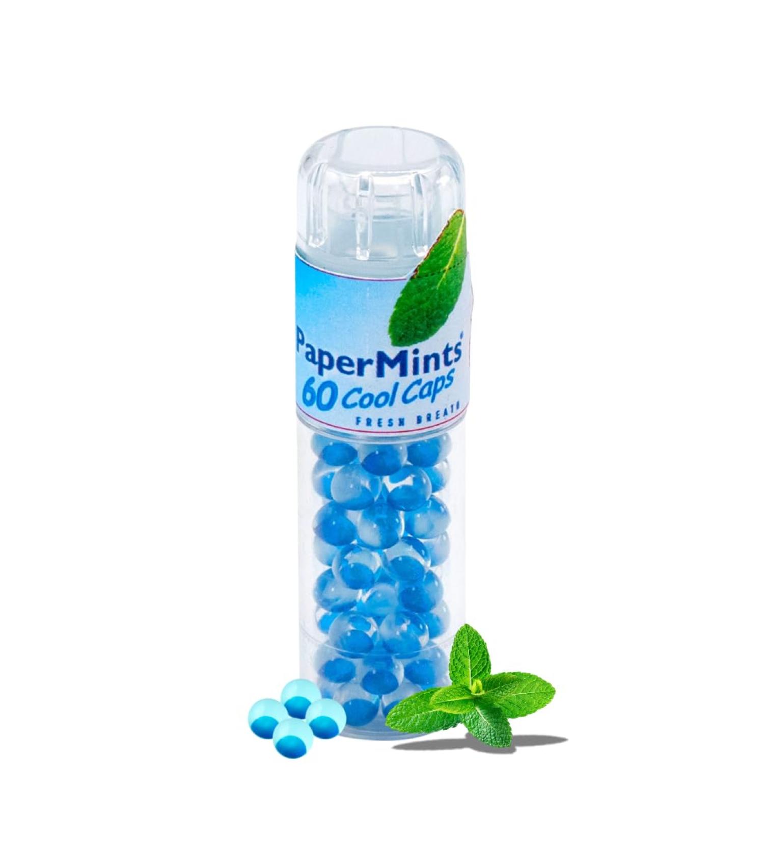 PAPERMINTS - Mint balls for fresh and long-lasting breath - Fights bad breath - Menthol candy without sugar or alcohol - Large size - 60 cool caps - Buy Online on GoSupps.com