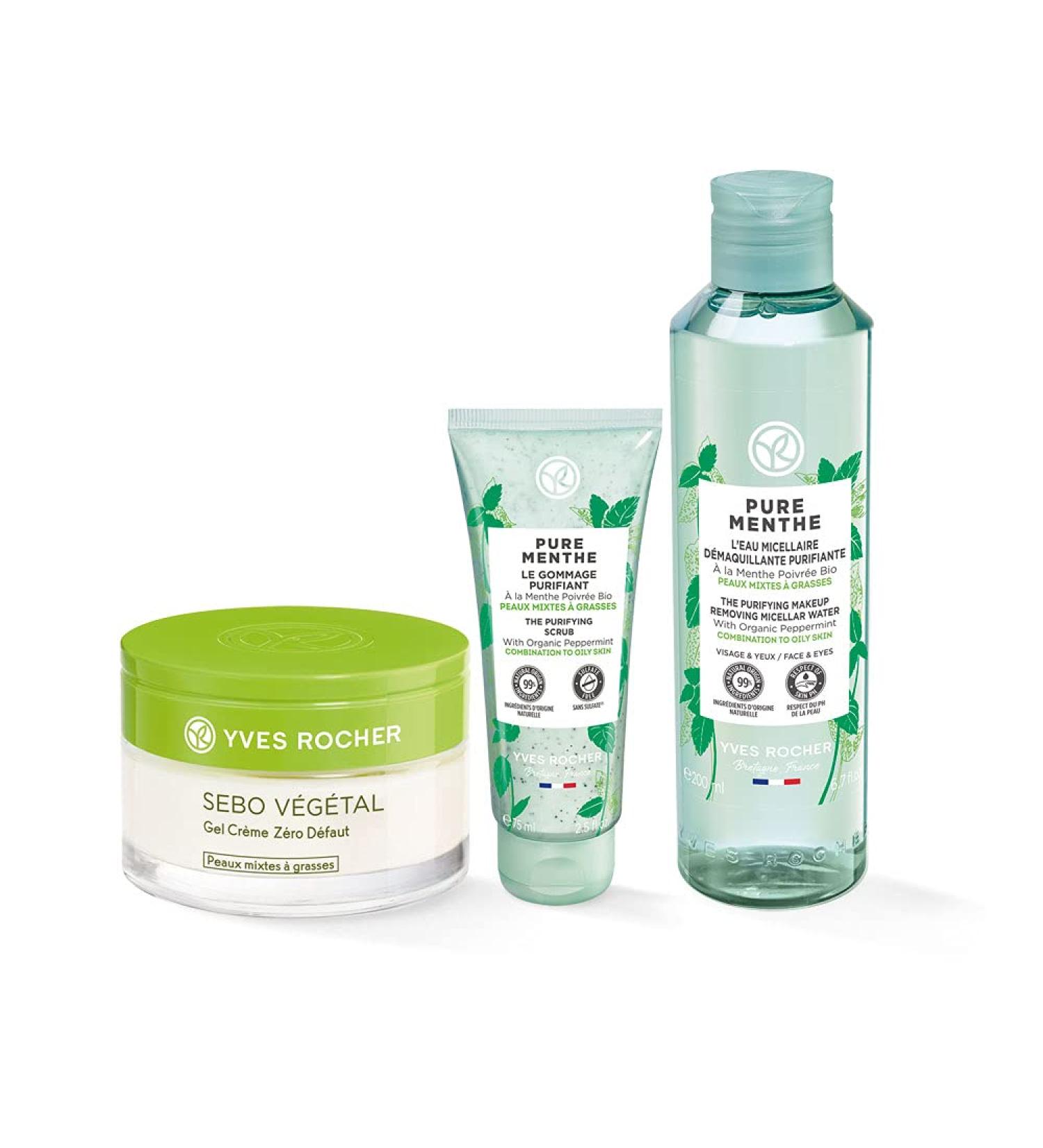 Yves Rocher Nursing Set Charisma | Micellar Water Peeling & Matt Gel Cream for Combination Skin | International Shipping - Buy Online on GoSupps.com