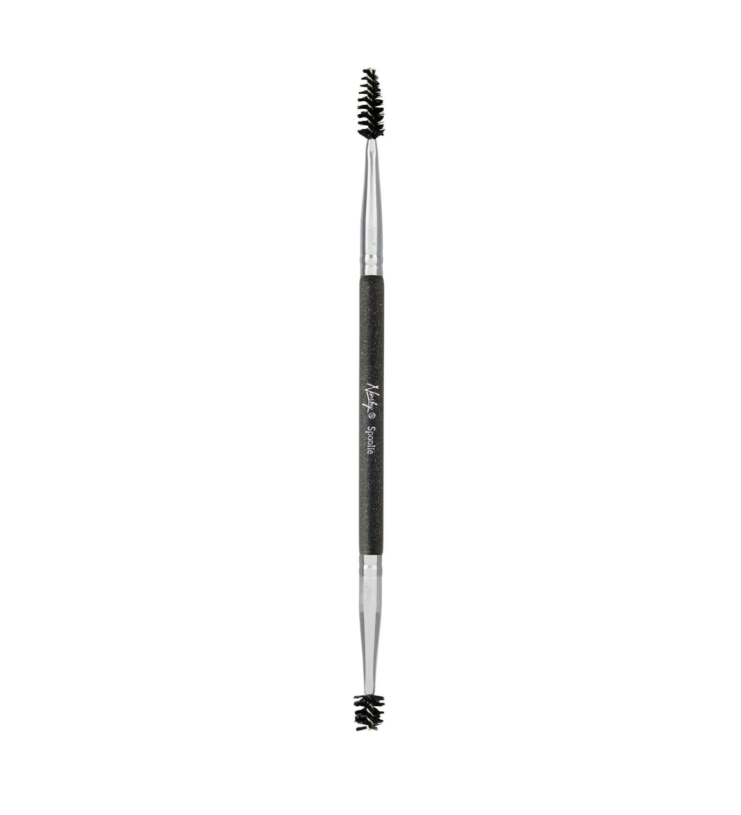 Nanshy Spoolie Double-Ended Eyelash & Eyebrow Brush - Brow & Eye Lash Brush for Eyelash Extensions & Natural Eyelashes - Spoolie Eyelash Comb & Mascara Brush - Vegan & Cruelty-Free - Black Onyx Black