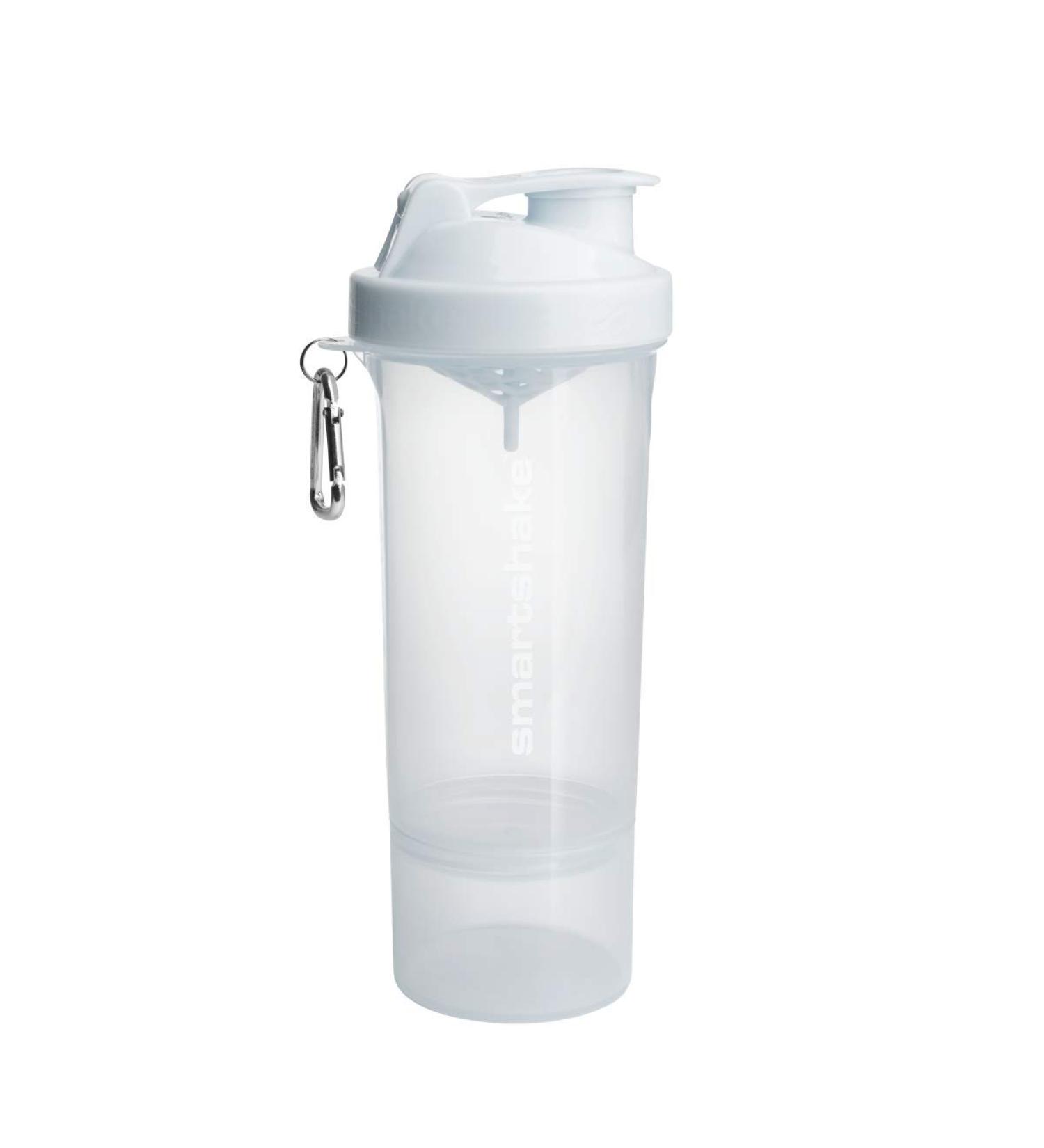 Smartshake Slim Protein Shaker Bottle 400-500ml | Leakproof BPA-Free Smart Shaker Cup for Men + Women | Pure White Neon White - Buy Online on GoSupps.com