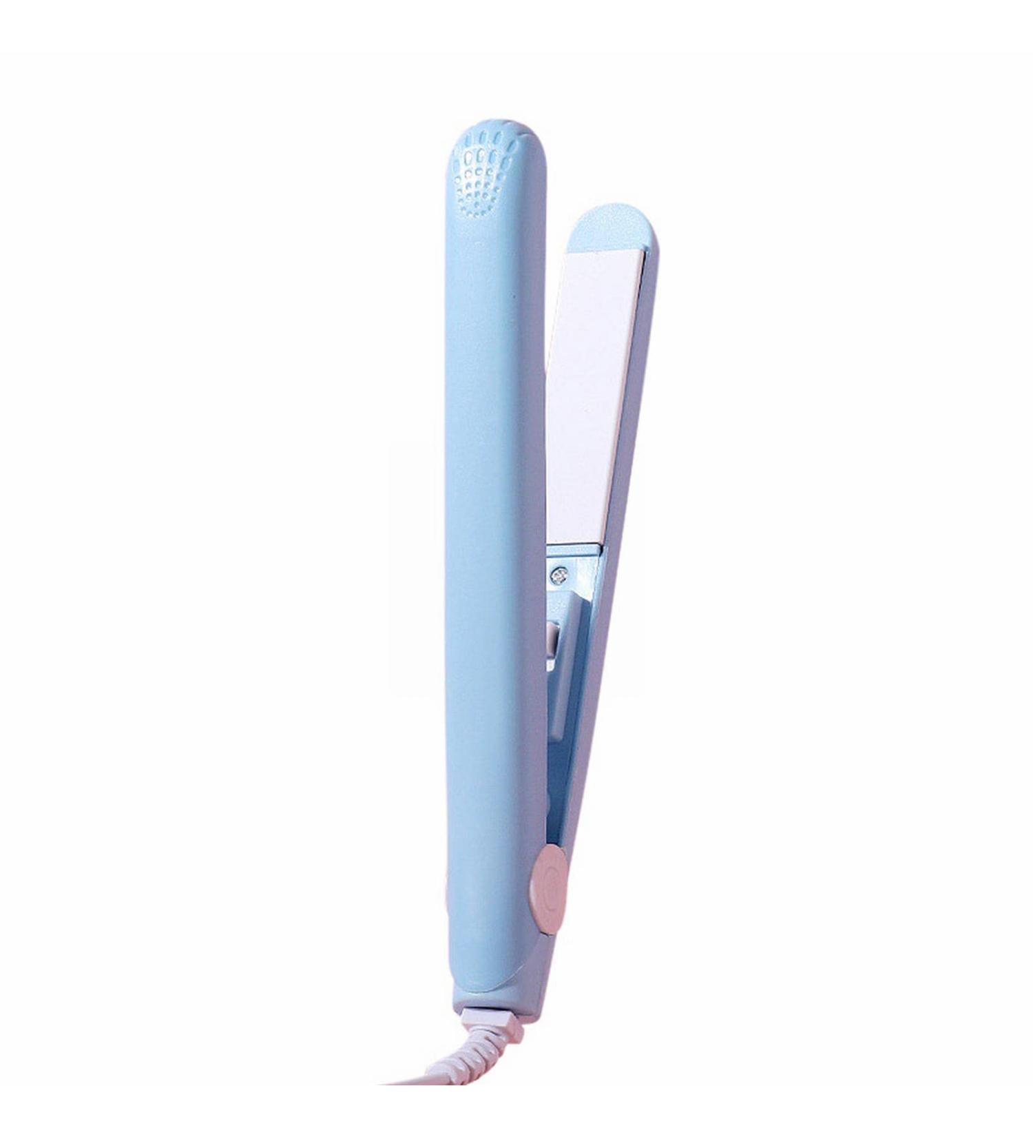 Hair Straightener Mini Flat Iron | Portable Travel Curling Iron with Instant Heat | Perfect Gift for Women - Blue - Buy Online on GoSupps.com