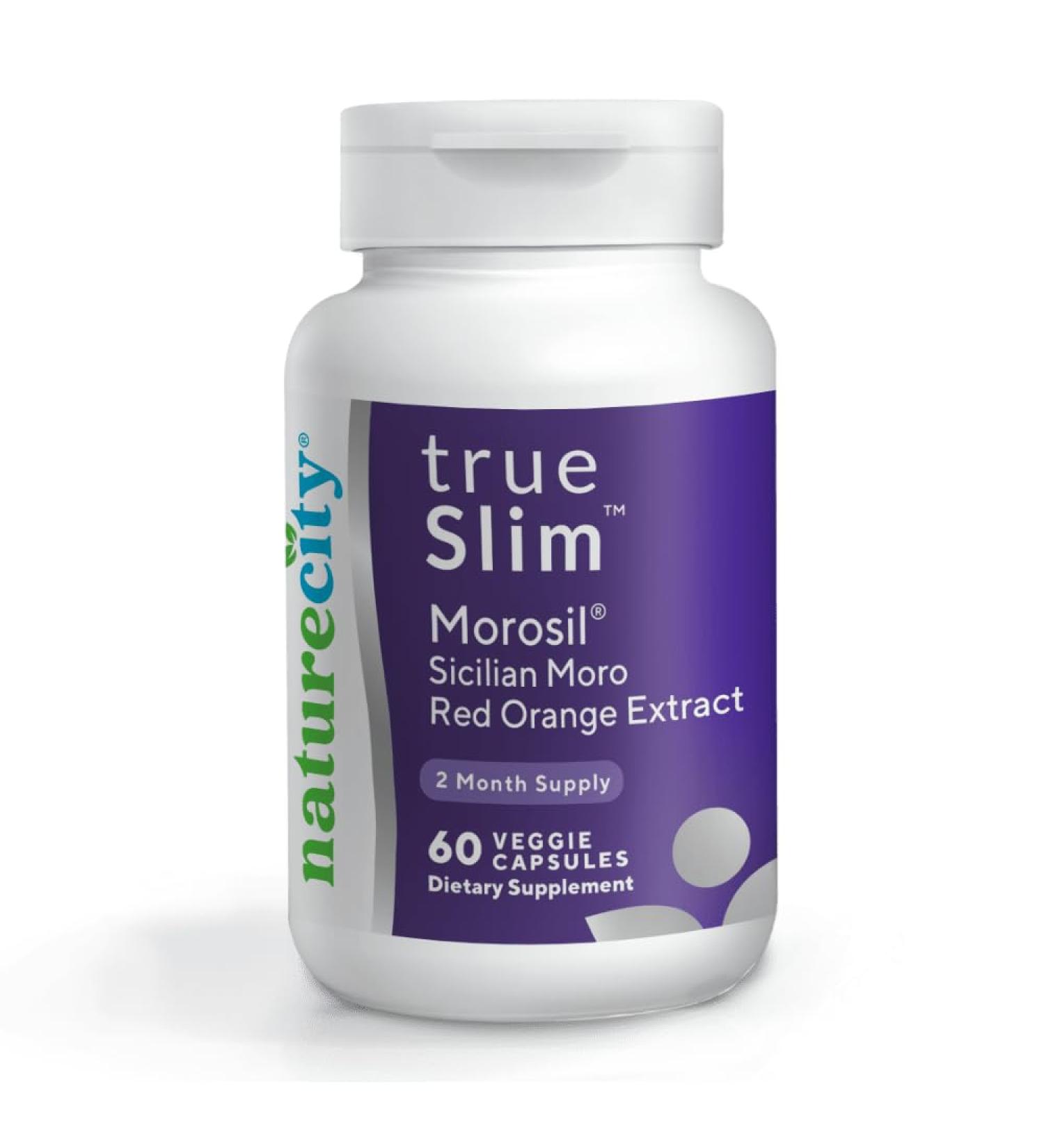 NatureCity True-Slim Morosil Weight Management Capsules | 400mg Sicilian Blood Orange Extract | Supports Reduction of Belly Fat & Waist Size | 60 Veggie Capsules | Non-GMO Gluten-Free | Made in USA 60 Capsules - Buy Online on GoSupps.com