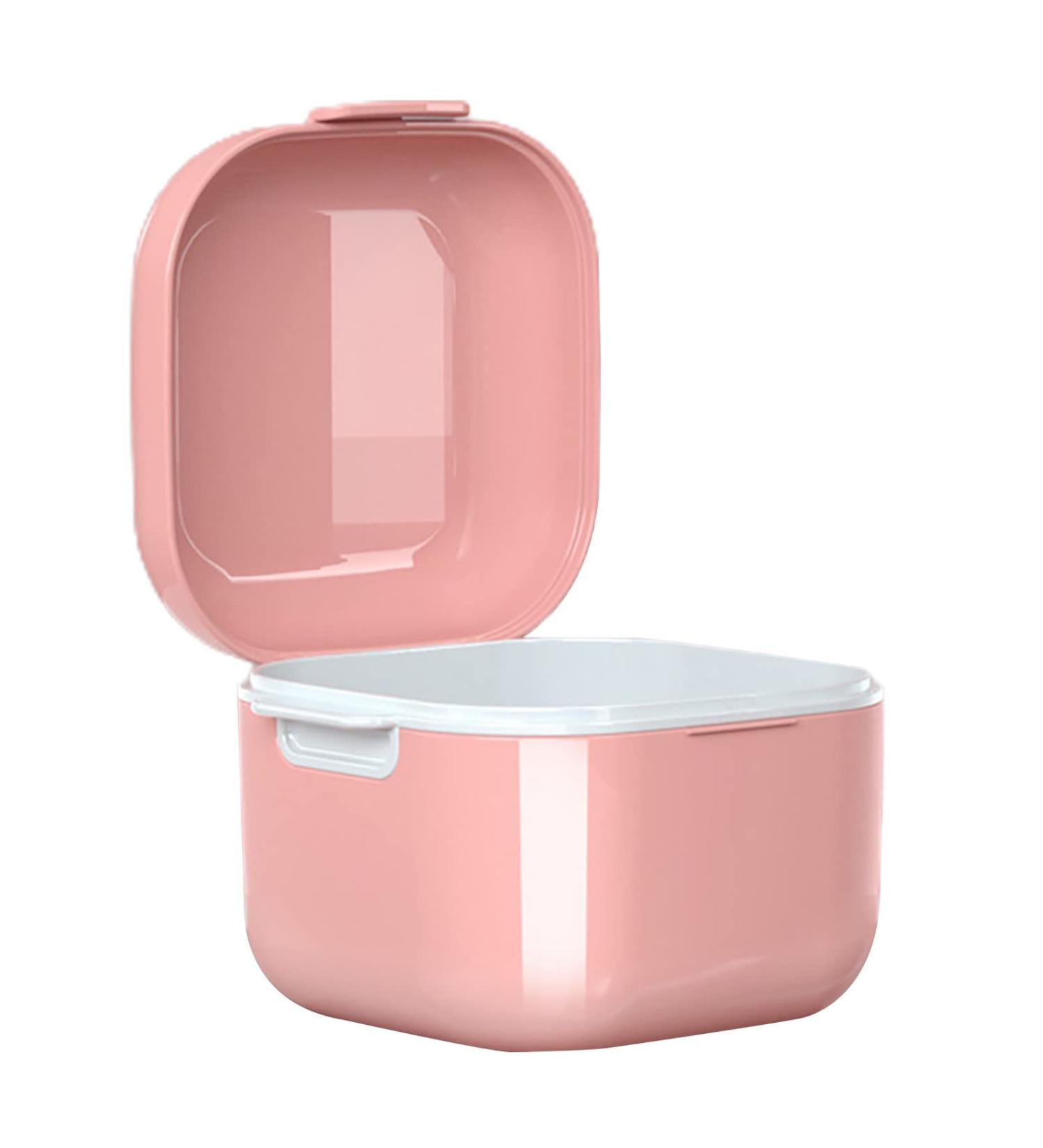 Portable Dental Prosthesis Box | Travel Tooth Container & Retainer Cleaner | Pink Denture & Orthodontic Care - Buy Online on GoSupps.com