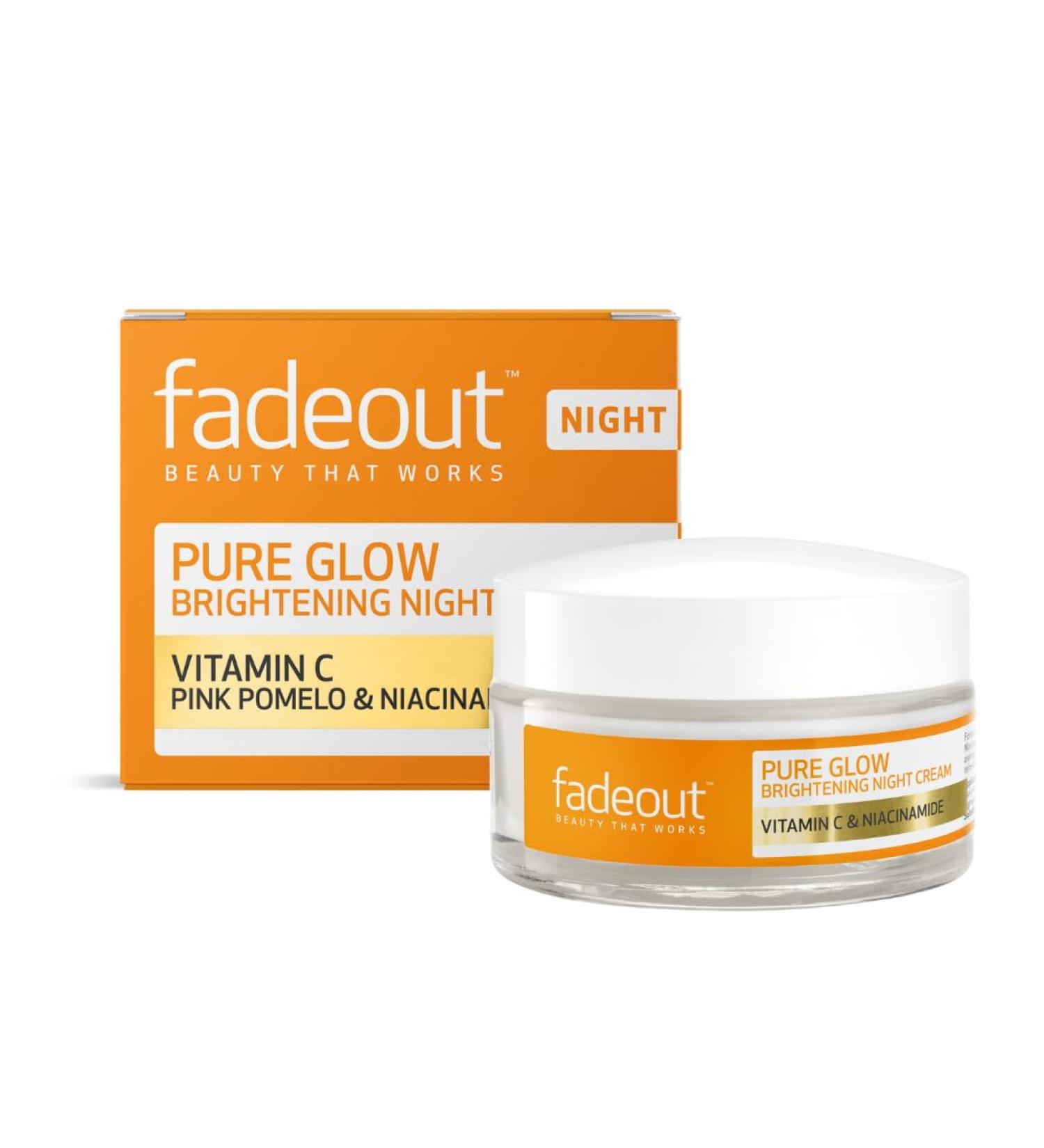 Fade Out Pure Glow Brightening Night Cream with Vitamin C Pink Pomelo and Niacinamide 50 ml (Lot de 1) - Buy Online on GoSupps.com