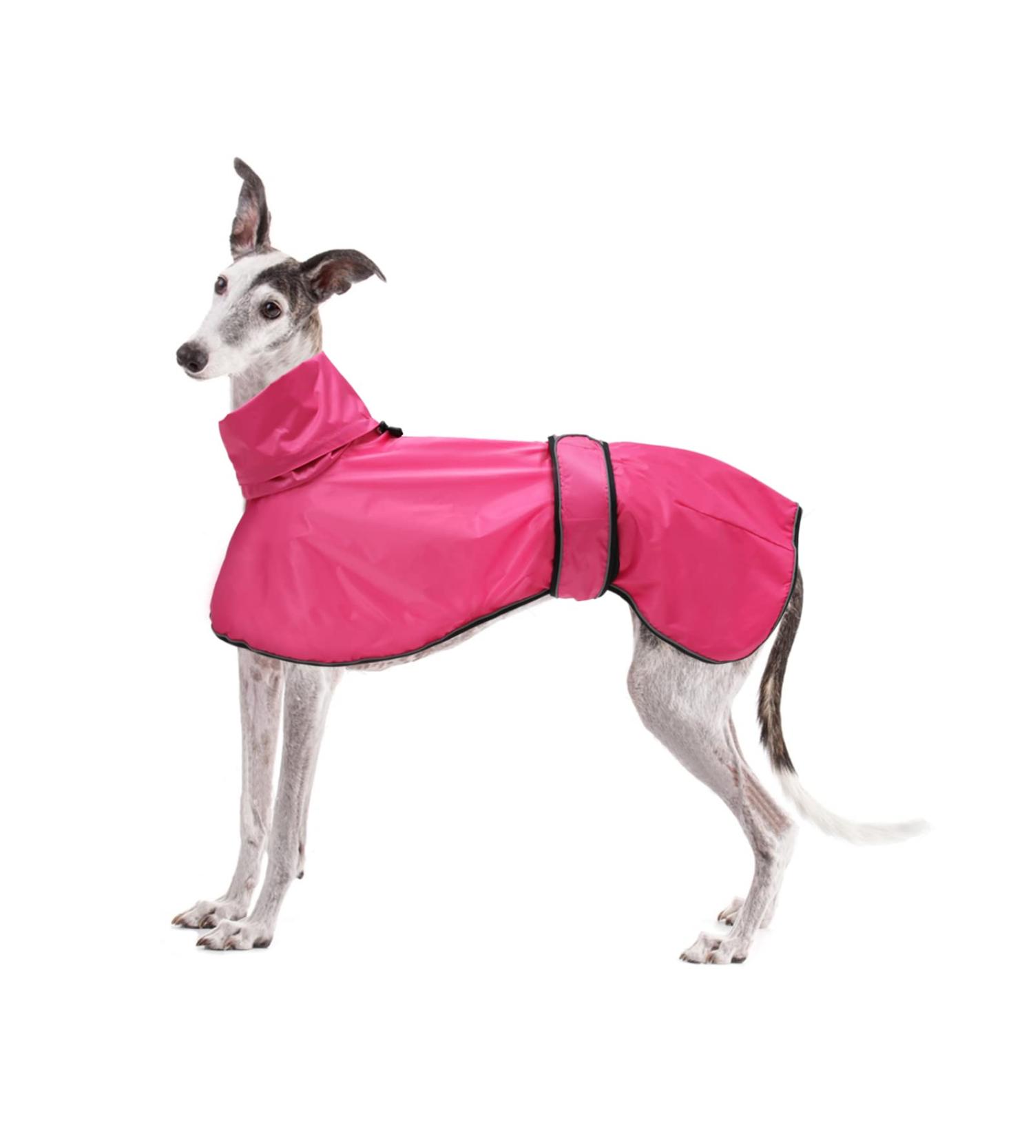 Buy Geyecete Greyhound Light Dog Jacket | Waterproof Adjustable Wind Coat for Greyhounds & Whippets | Reflective Pink Poncho Size L (Back Length: 61-64cm) - International Shipping Available - Buy Online on GoSupps.com