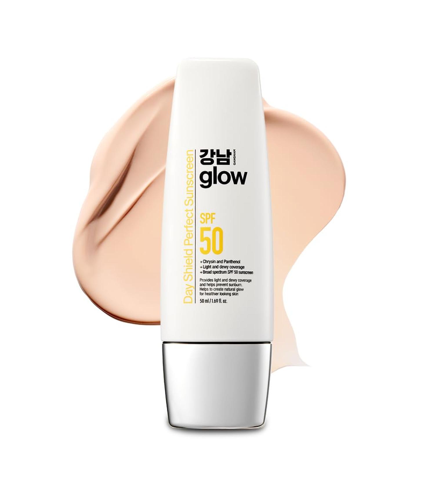 GANGNAM GLOW Day Shield Perfect Sunscreen SPF 50 - Effortless Tinted Sunscreen with Zinc Oxide Sheer Moisturizer for face Quick Absorption Broad Spectrum All Skin Types Korean Skincare 1.69 floz - Buy Online on GoSupps.com