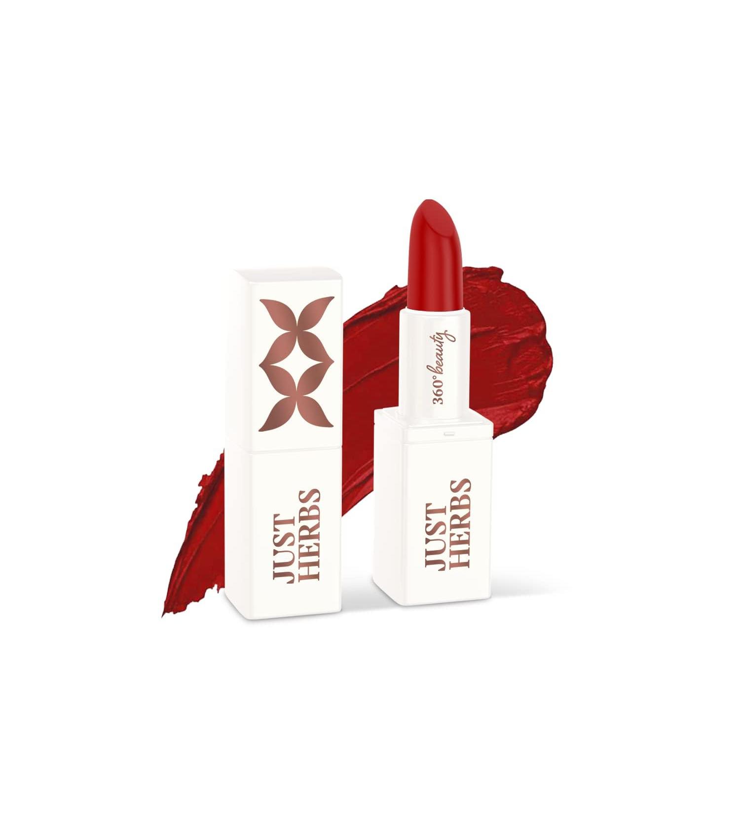 Jus.t Her.bs Ayurvedic Creamy Matte Lipstick 06 Burnt Red - Moisturizing Paraben & Chemical Free (1.8gm) - International Shipping Available - Buy Online on GoSupps.com