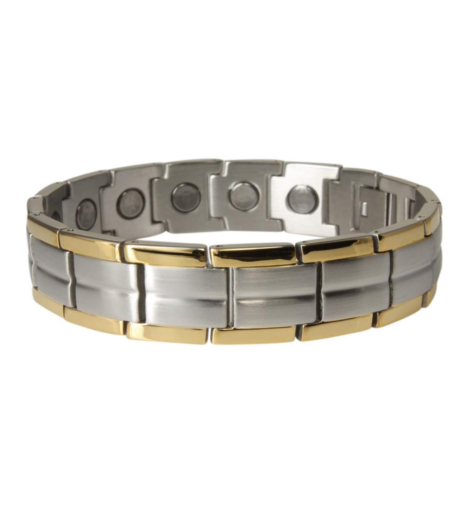 Extra strong magnetic bracelet for men bicolor style 23.9 centimeters