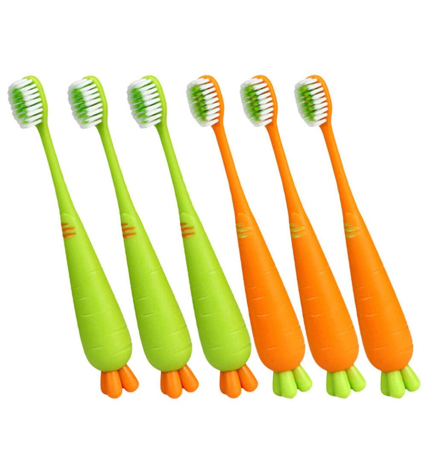 Beaupretty 6pcs Cartoon Carrot Toothbrush Set for Babies - Soft Bristle Training Brushes for Oral Care & Travel - Buy Online on GoSupps.com