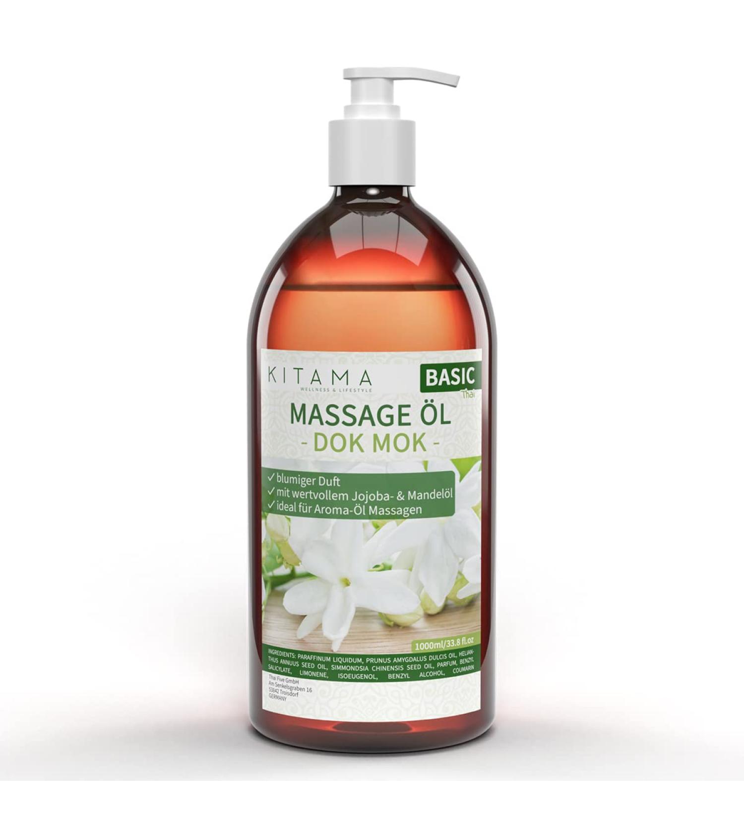 KitaMa DOK MOK Thai Water Jasmine Massage Oil - Nourishing Aroma Body Care Oil 1000ml for Relaxation - Buy Online on GoSupps.com