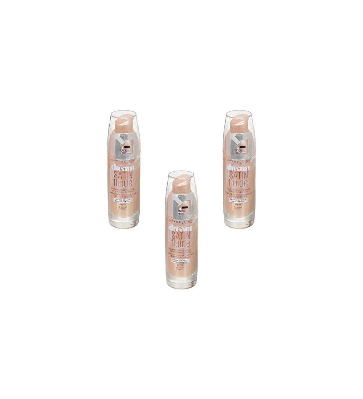 Maybelline New York Dream Satin Fluid Foundation SPF13-10 Ivory Pack of 3 (3 x 30 ml) - Buy Online on GoSupps.com