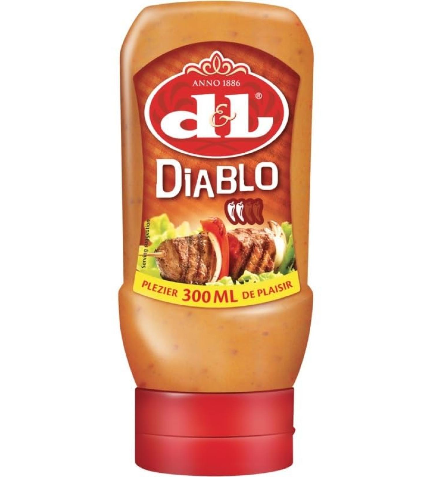  Hymor D&L Diablo Sauce 2 x 300ml Squeeze Spicy creamy and fiery Belgian paprika sauce ideal for burgers fries wraps and as a barbecue sauce Fiery spicy sauce - Buy Online on GoSupps.com