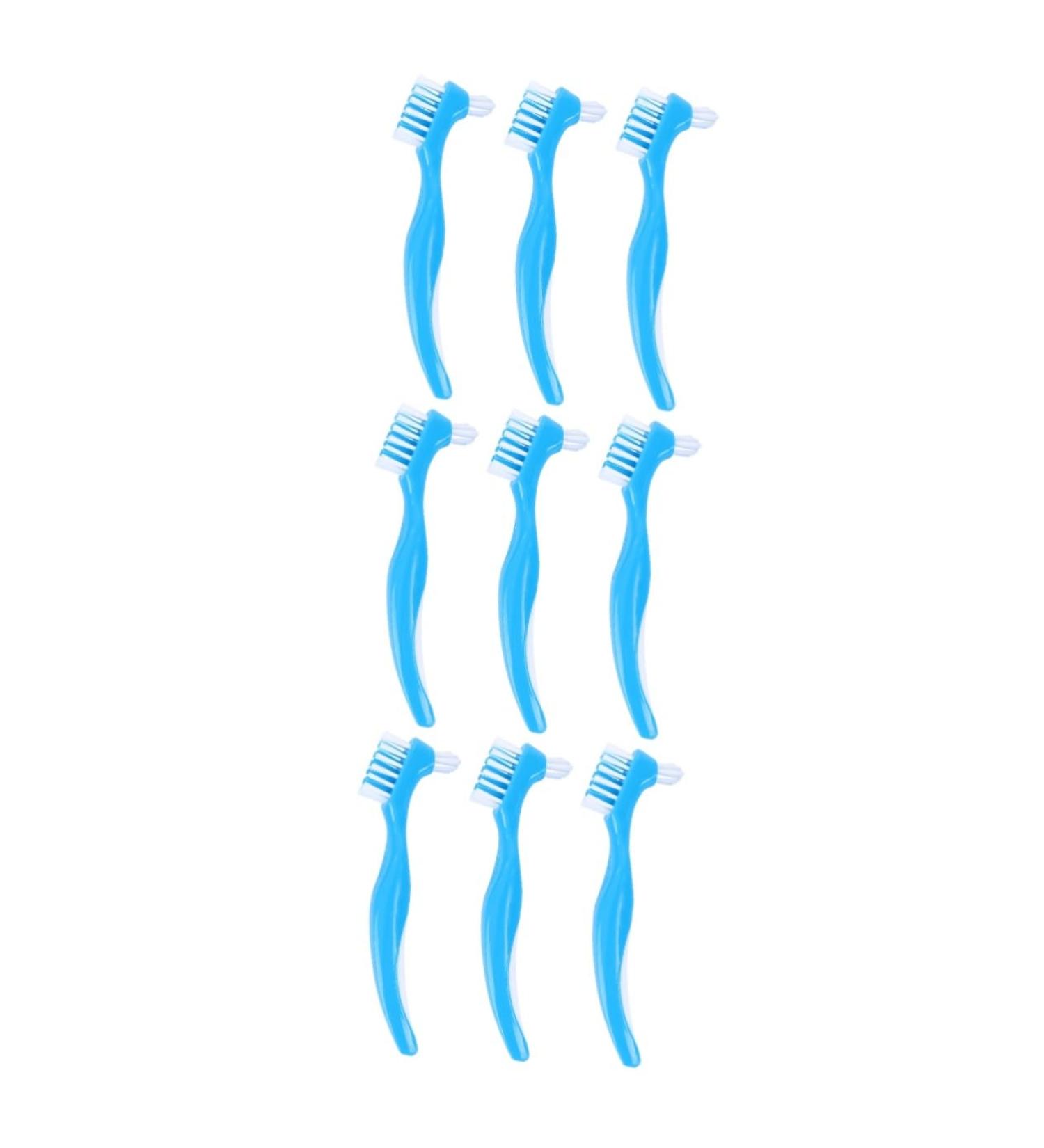 Minkissy 9 StK Prosthesis Cleaning Brush - Double-Sided Toothbrush for Dentures & False Teeth Care - Portable & Effective Detergent - Buy Online on GoSupps.com