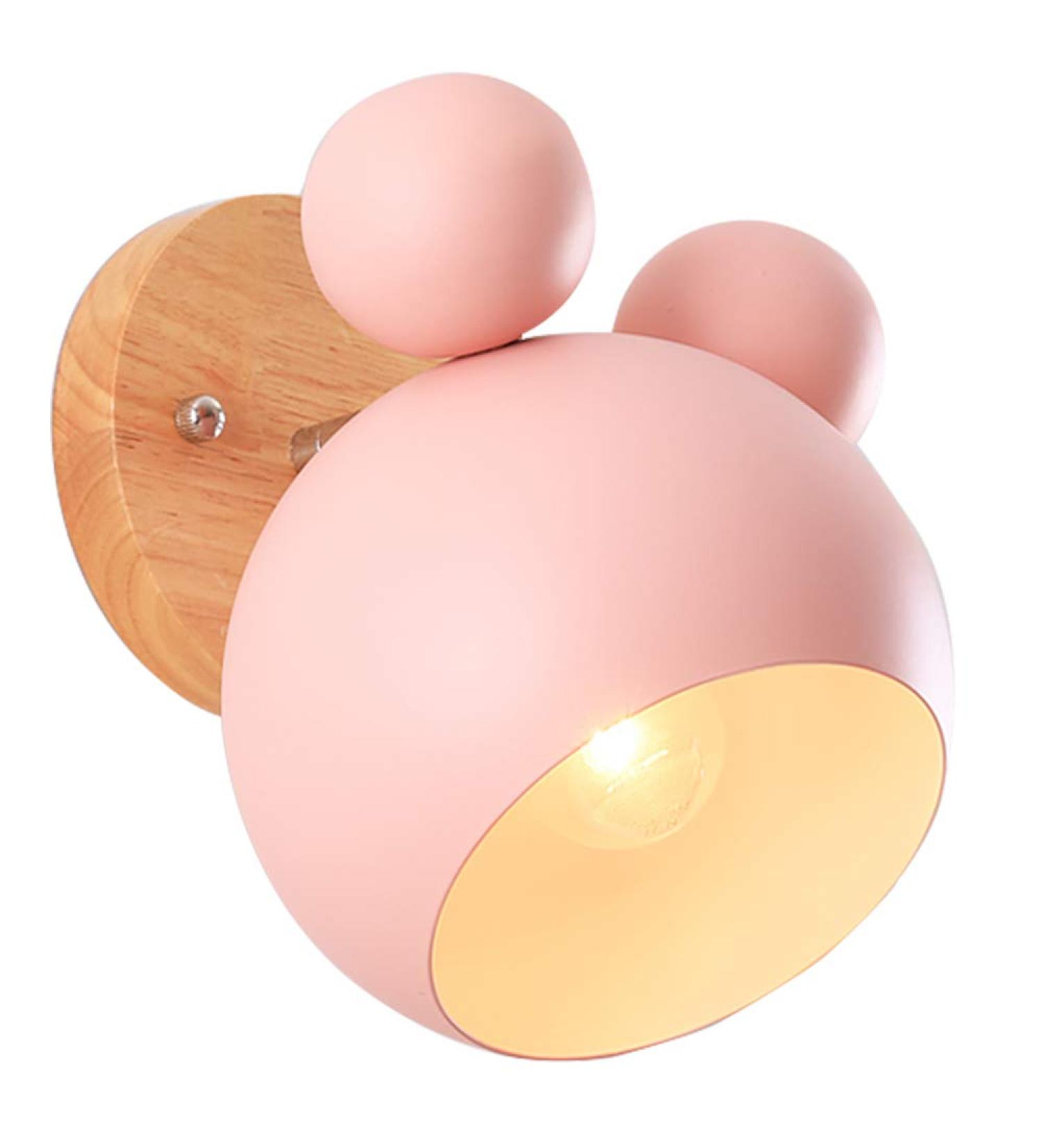 Chao Zan Simple Adjustable Wall Lamp - Kids' Bedroom & Bedside Lighting - Pink Iron & Wood Design E27 Ceiling & Corridor Decor - Buy Online on GoSupps.com