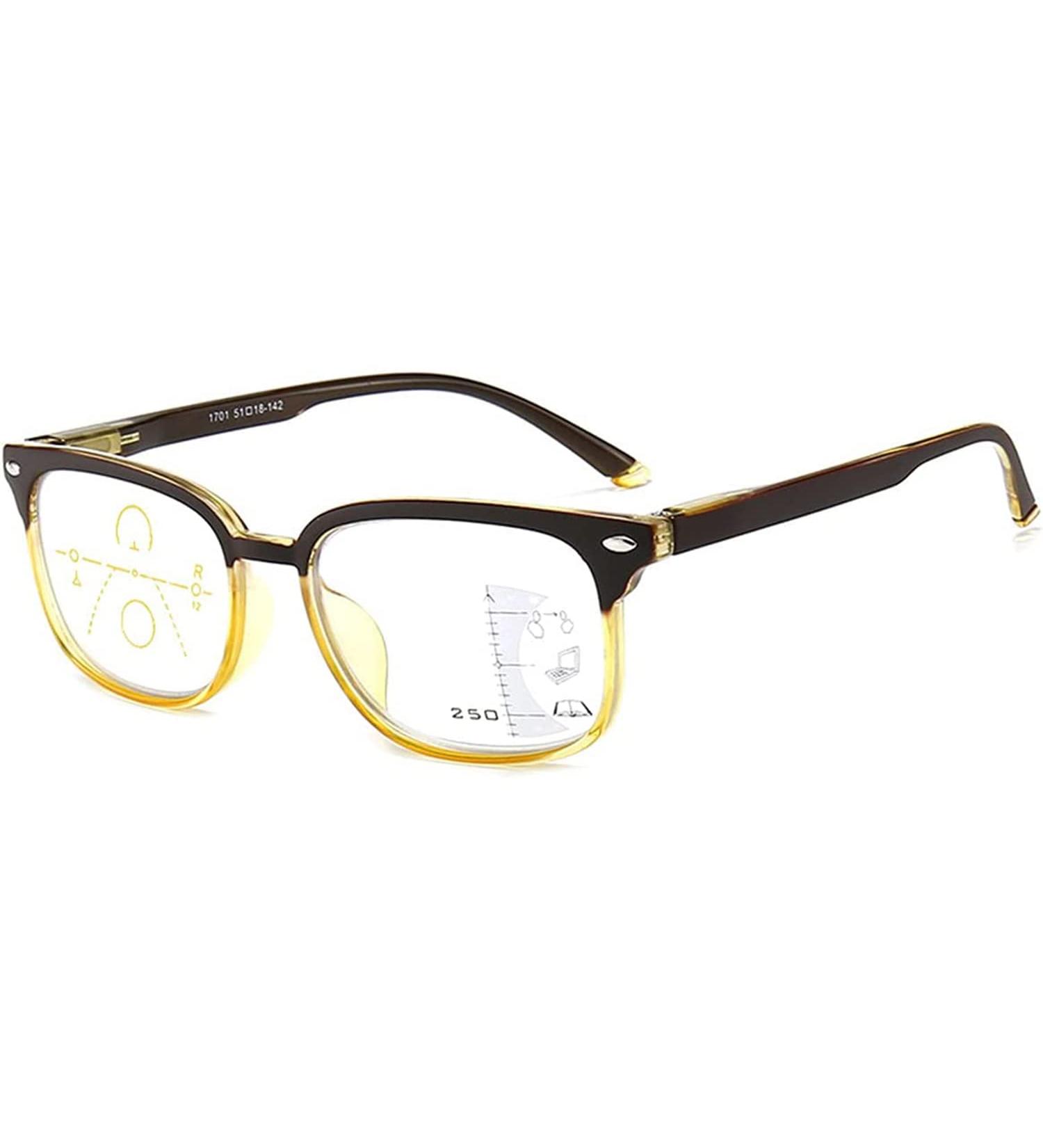 Shop Ery Fashion Anti Blue Light HD Progressive Multifocal Reading Glasses for Men & Women - Diopters +1.00 to +3.50 Stylish Gold Design - Buy Online on GoSupps.com