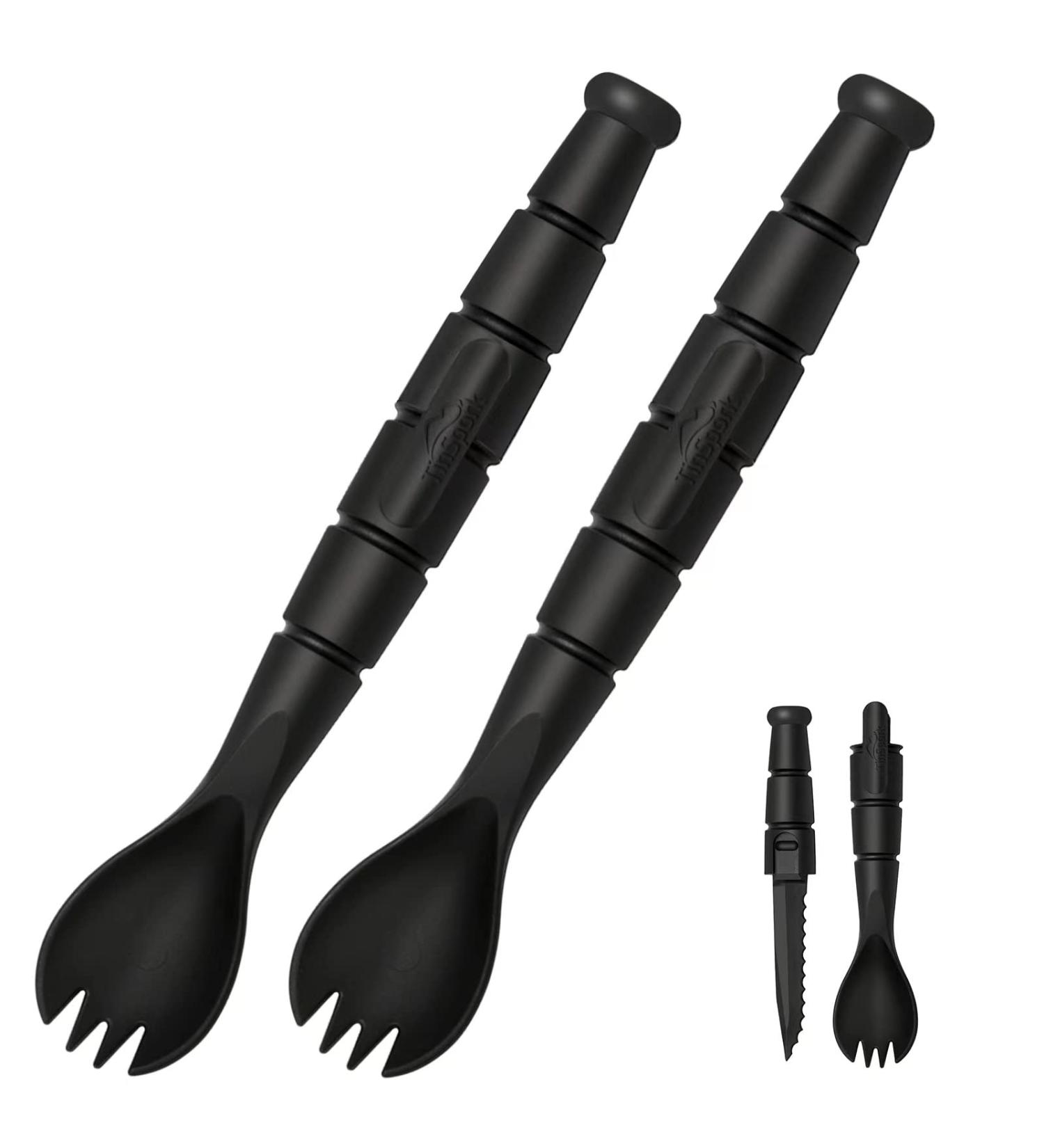 Tactical Spork Spoon Combo - 3-in-1 Camping Utensils 2 Pack (Black) | Backpacking & Camping Gear - Buy Online on GoSupps.com
