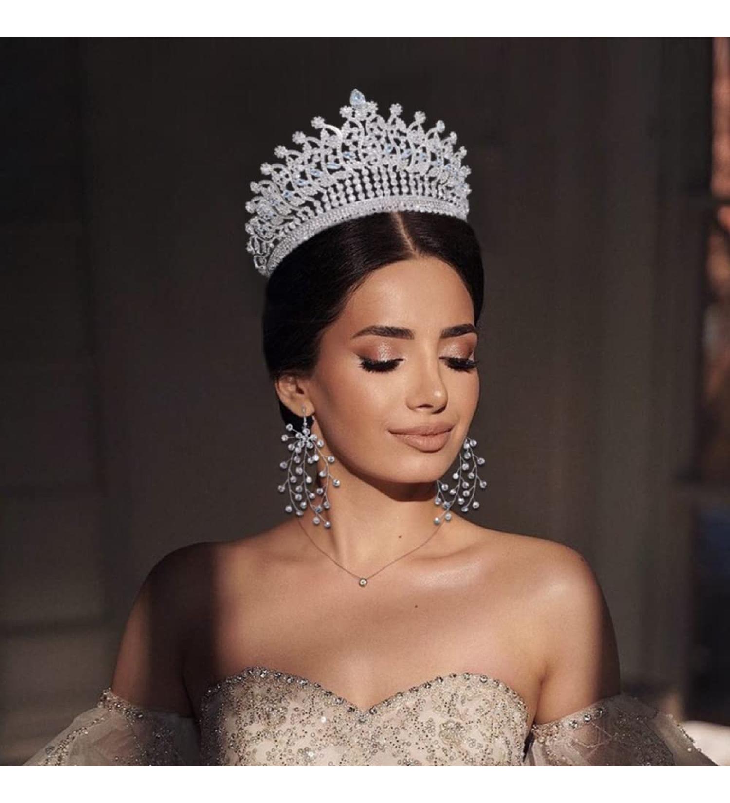 FASNAHOK CZ Silver Tiaras and Crowns for Women - Crystal Zirconia Queen Crown for Prom, Wedding, Bridal, Birthday - Princess Party Headpiece - Buy Online on GoSupps.com