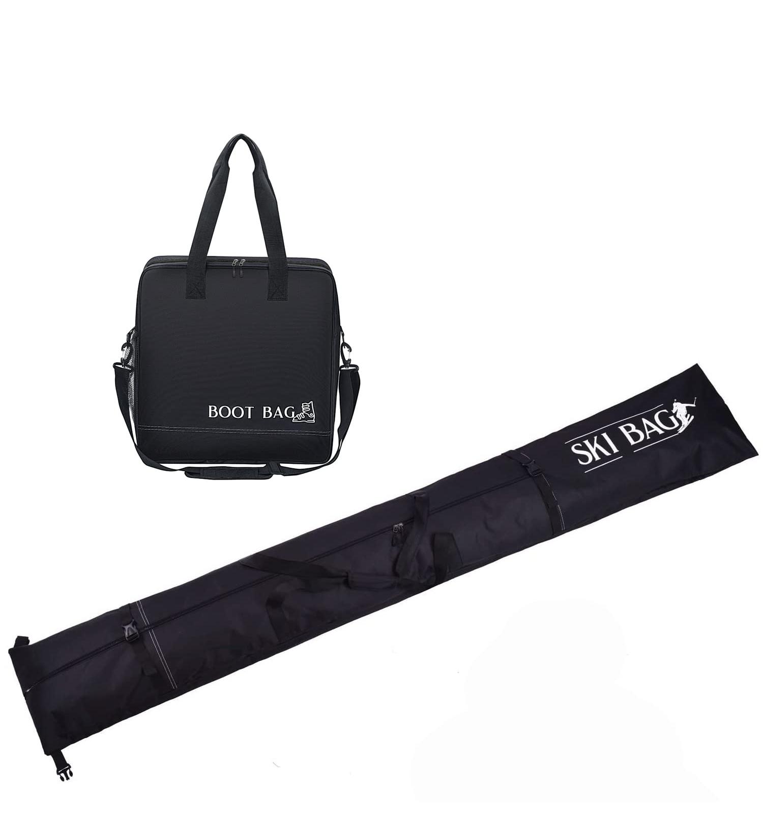 LYFFXYH Ski Bag + Boot Bag Set | Fits Skis Up to 200cm | 600D Polyester | for Men, Women, Kids | Black - Buy Online on GoSupps.com