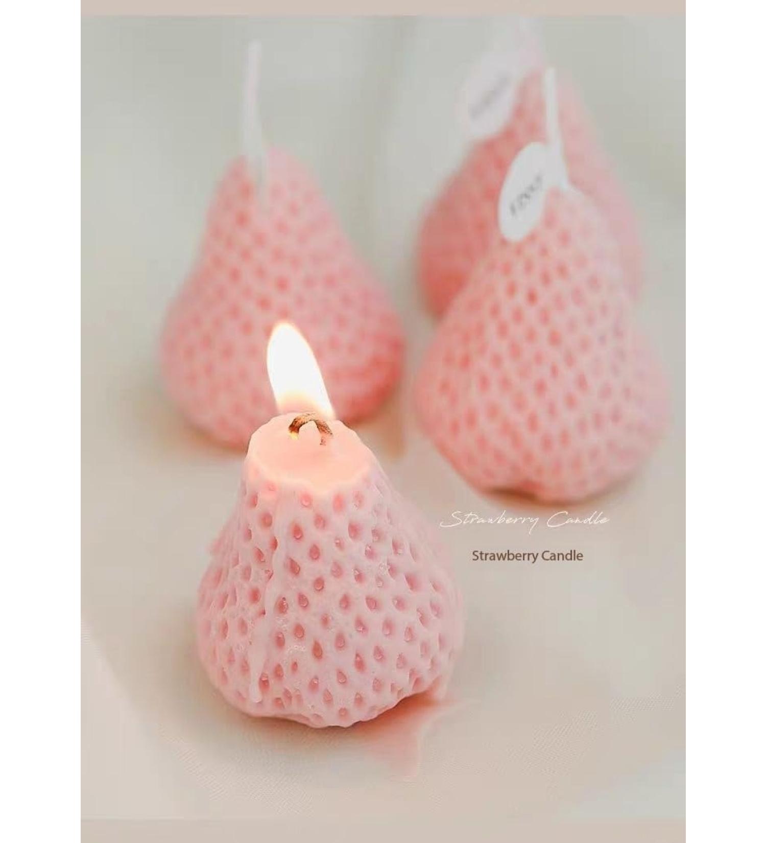 Cute Strawberry Soy Wax Candle | Mini Decorative Scented Candles for Bedroom & Bathroom | Perfect for Parties - International Shipping Available - Buy Online on GoSupps.com
