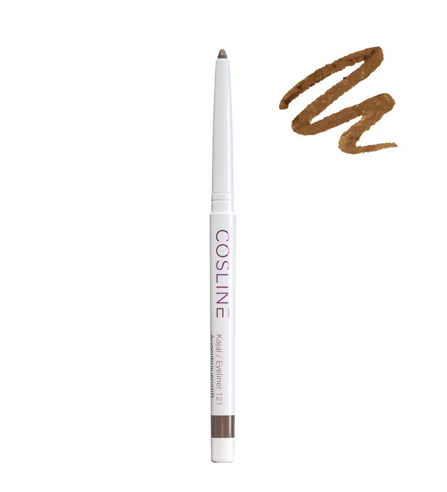 Cosline Kajal & Eyeliner Pencil No. 121 - Waterproof Vegan Strong Pigmentation in Chocolate - Soft Application Made in Germany - Buy Online on GoSupps.com