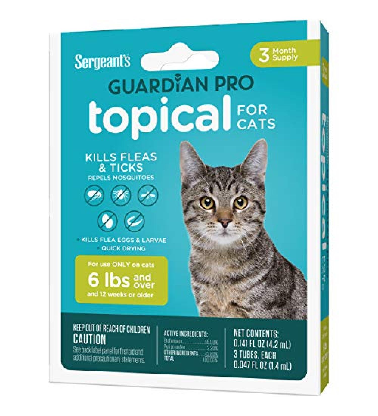 Sergeant's Guardian Pro Flea & Tick Squeeze-On Topical for Cats 6lbs and Over - 3 Count - Buy Online on GoSupps.com