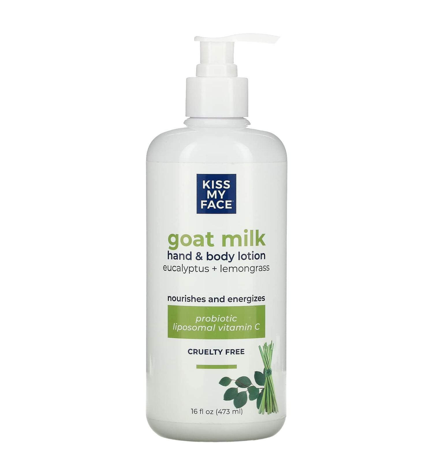 Kiss My Face Goat Milk Hand & Body Lotion Eucalyptus + Lemongrass 16 fl oz (473 ml)