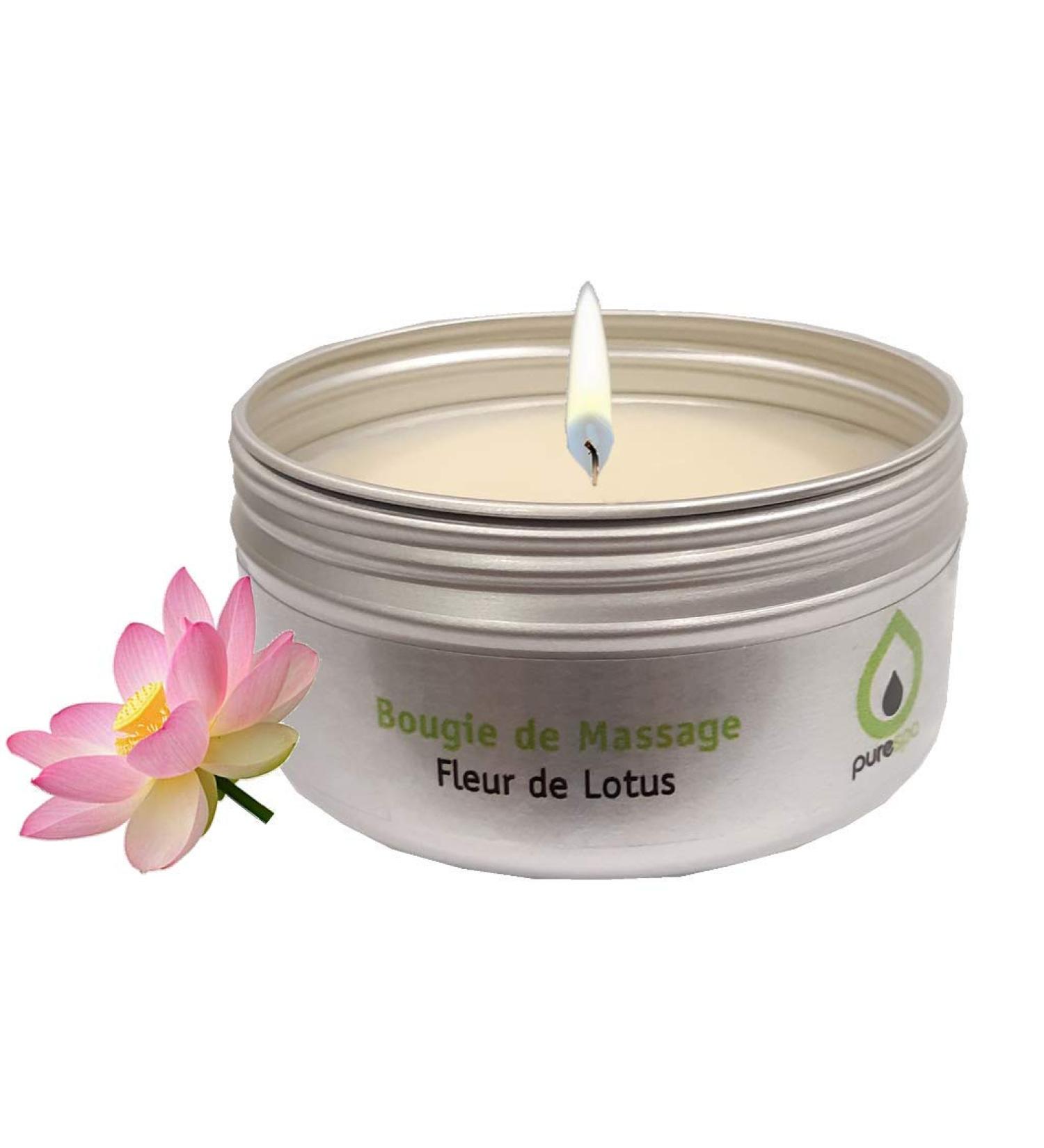 Bougie de Massage Fleur de Lotus - 100% V g tale Sans Paraffine & Parab nes Longue Dur e - Buy Online on GoSupps.com