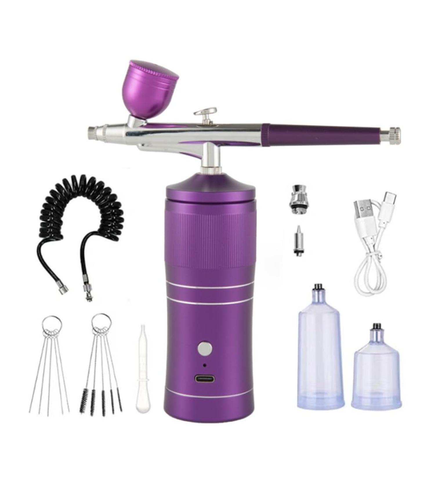 Qtynudy Airbrush Kit Portable+0.3mm Nozzle Cleaning Brush Set Fit for Makeup Nail Art A 1Set Purple - Buy Online on GoSupps.com
