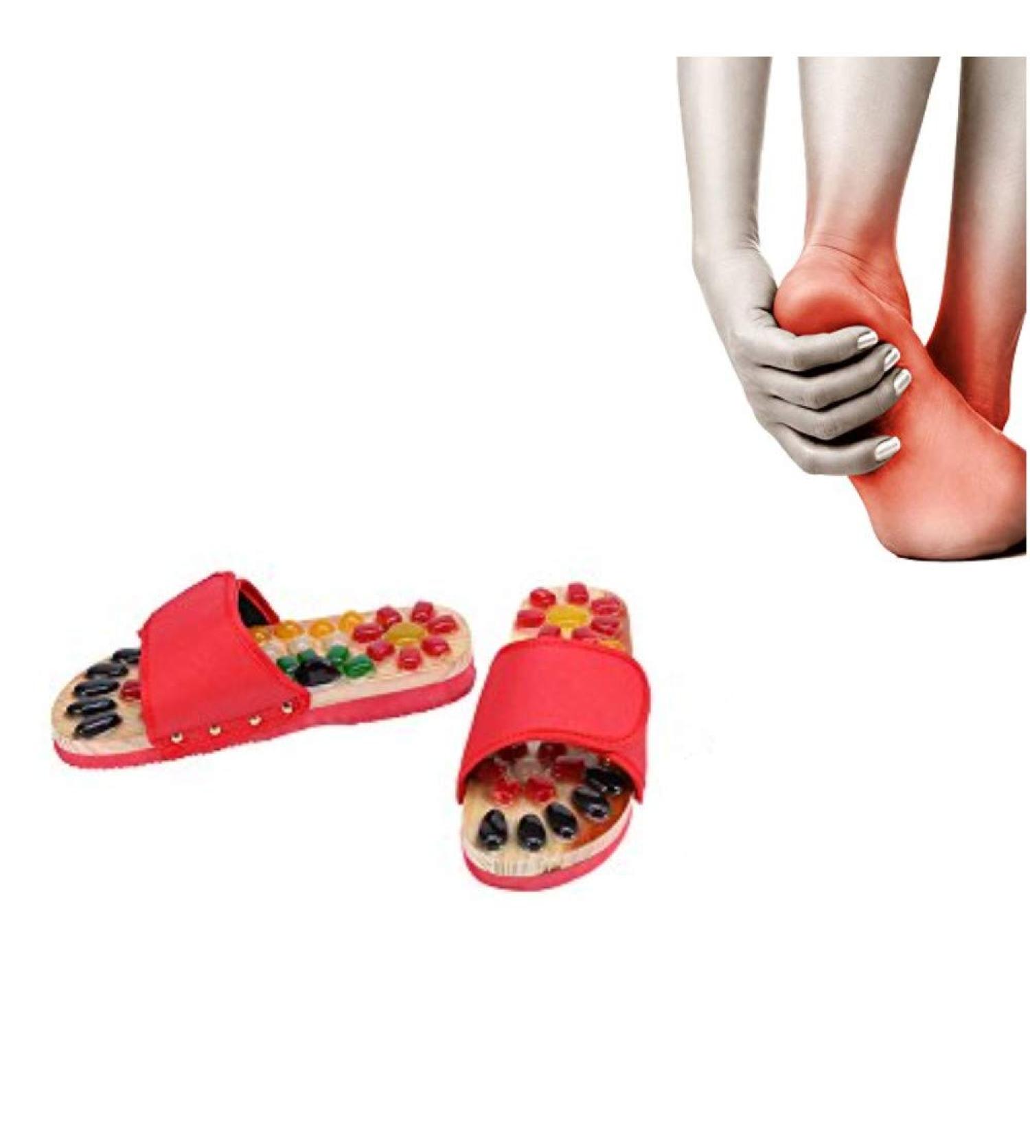 Colorful Pebble Stone Massage Shoes | Natural Acupressure Foot Care | Relaxation at Home (39-Red) | International Shipping - Buy Online on GoSupps.com