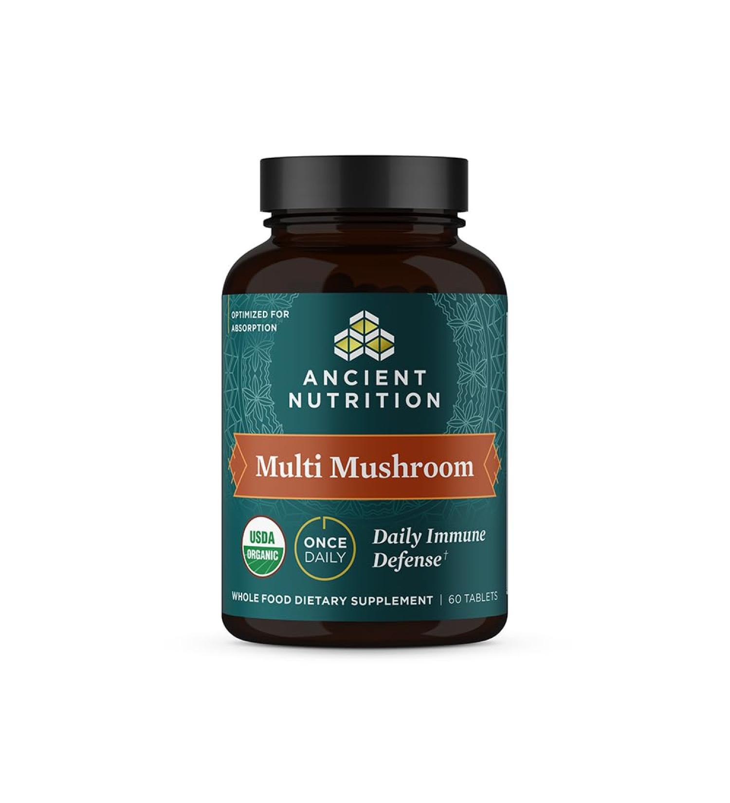 Ancient Nutrition Mushroom Supplement Organic Multi Mushroom Immune Support Tablet Supports Stress Response Gluten Free Paleo and Keto Friendly 60 Count - Buy Online on GoSupps.com