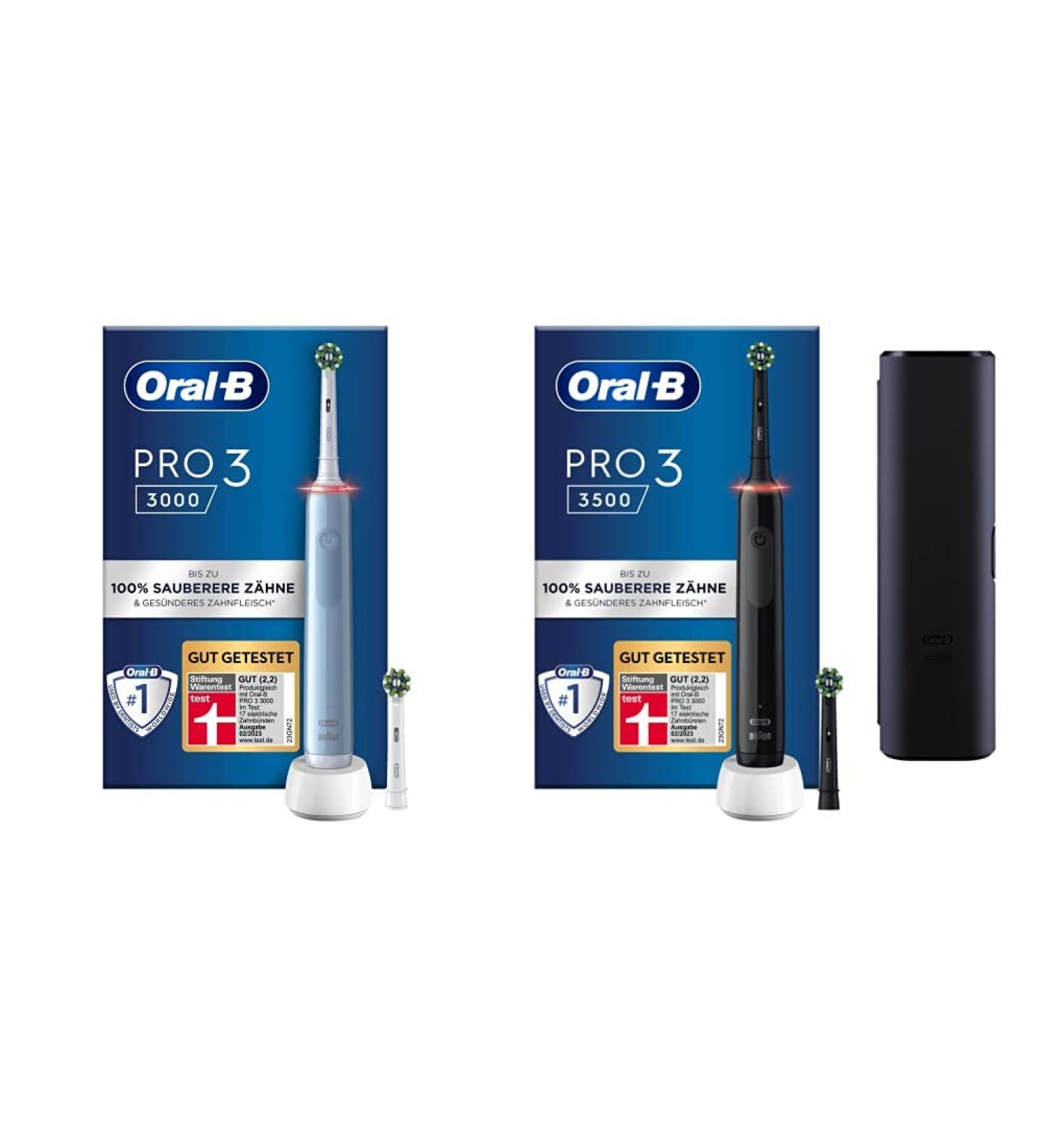 Oral-B Pro 3 3000 & 3500 Electric Toothbrush Bundle - 2 Cross Action Brushes - International Shipping Available - Buy Online on GoSupps.com
