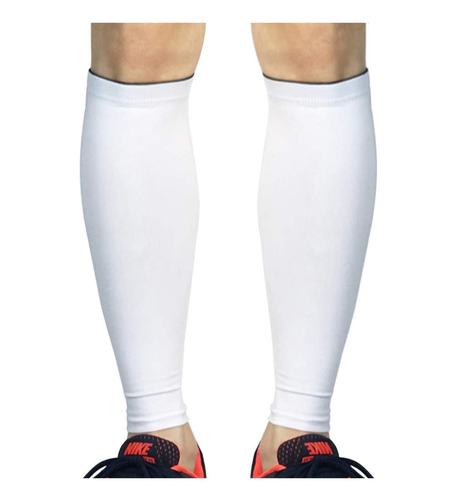 Beister Calf Compression Sleeves - Footless Shin Splint Support Socks for Men & Women | Pain Relief for Running, Travel, Cycling | White M - Buy Online on GoSupps.com