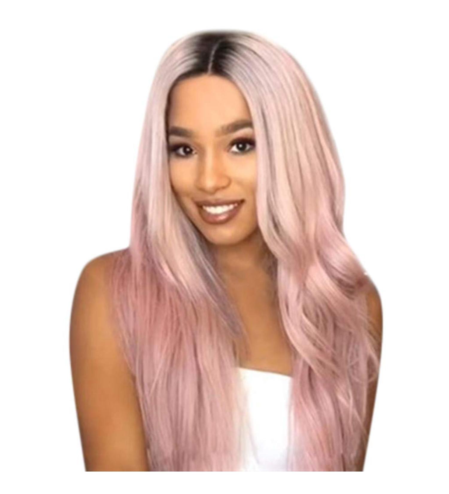 Wig Ladies Long Hair Pink Brazilian Women Long Cosplay Wavy Synthetic Curly Hair 50s 60s 70s 80s