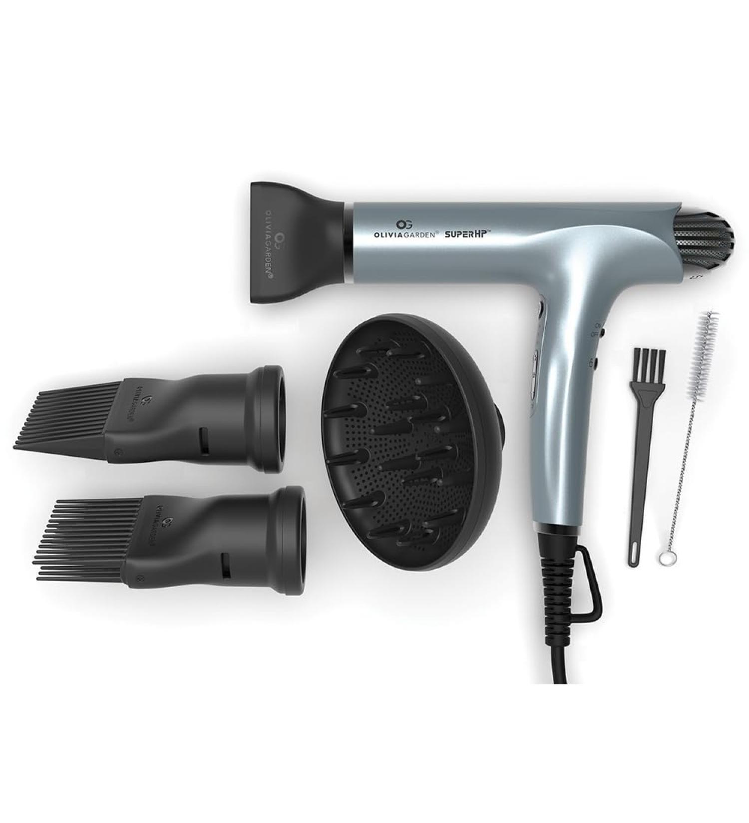 Olivia Garden SuperHP Professional Hair Dryer - Lightweight Quiet Powerful Brushless Motor + 4 Attachments - International Shipping - Buy Online on GoSupps.com