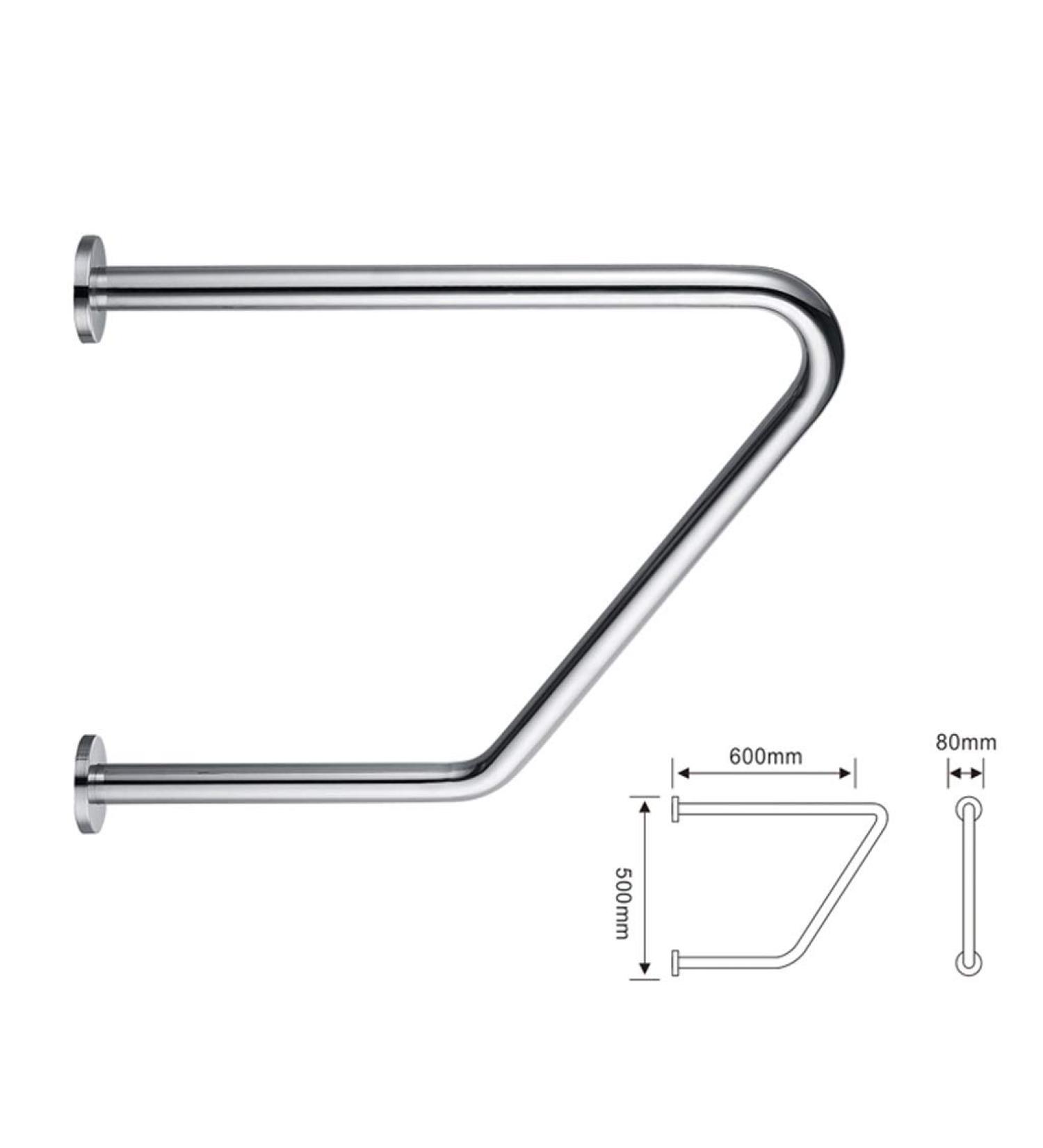 Anti-Slip Handrail Toilet Grab Handle Bathroom Toilet Handrail Security Pole Curve Grab Bar Stainless Steel Wall Mounted Shower Handrail R - Buy Online on GoSupps.com