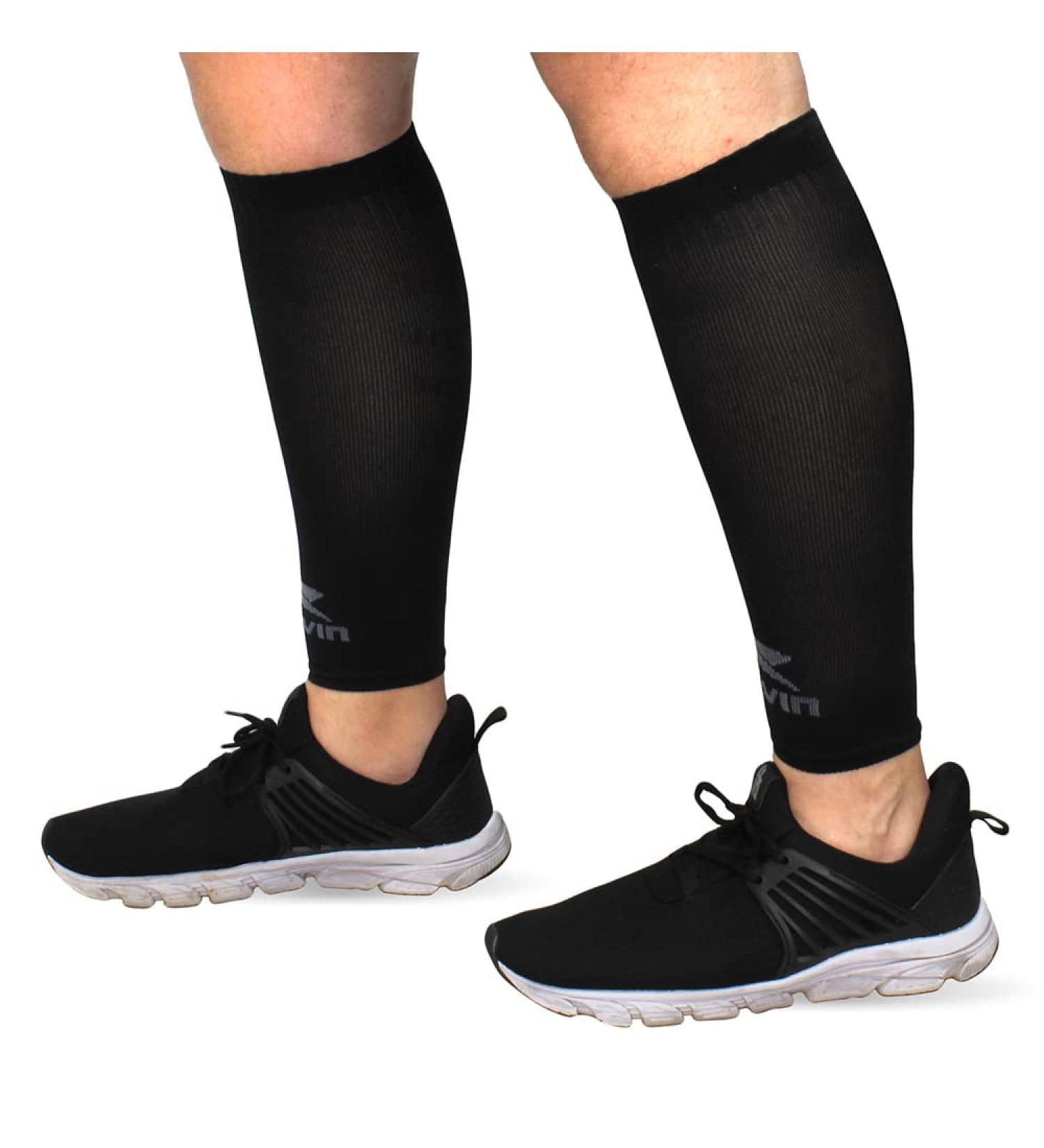 Muvin Solid Calf Compression Sleeves for Men & Women | Shin Splints & Leg Pain Relief | Running & Sports | Muscle Pain Relief | Black - Size M - Buy Online on GoSupps.com