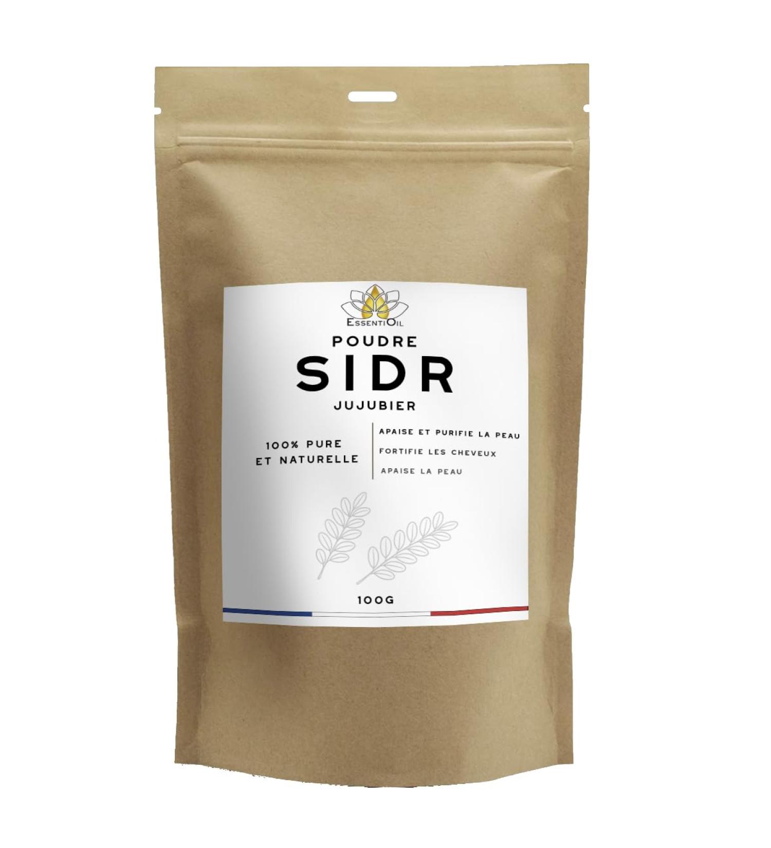 Poudre de Sidr 100% Naturelle Jujubier Soin Cheveux & Visage Fortifiante & Purifiante ESSENTIOIL 100g - Marque Fran aise