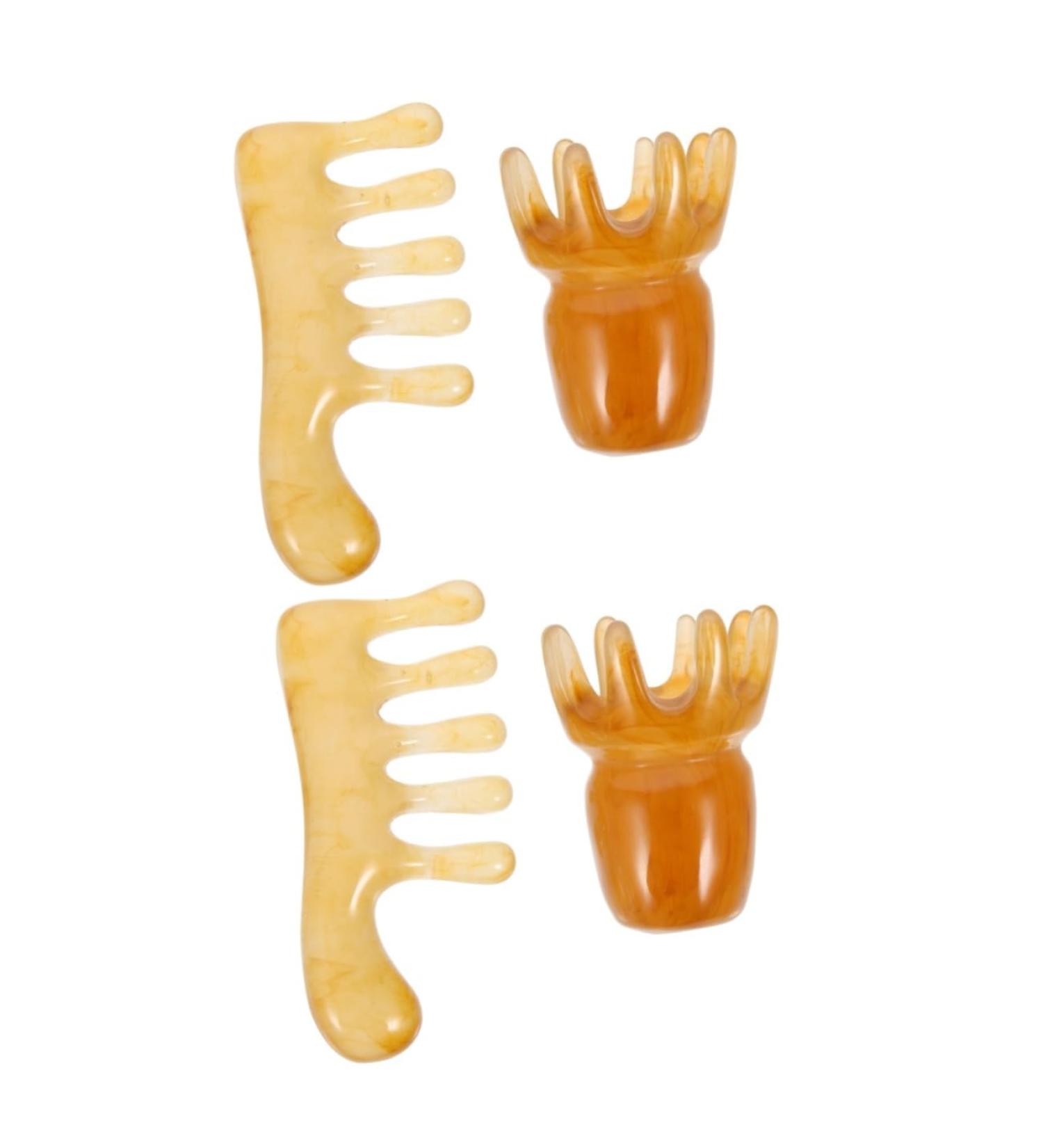 Frcolor 4-Piece Antistatic Massage Comb Set | Resin Head Scalp Massager & Jade Comb Tools for Hair Care | International Shipping Available - Buy Online on GoSupps.com