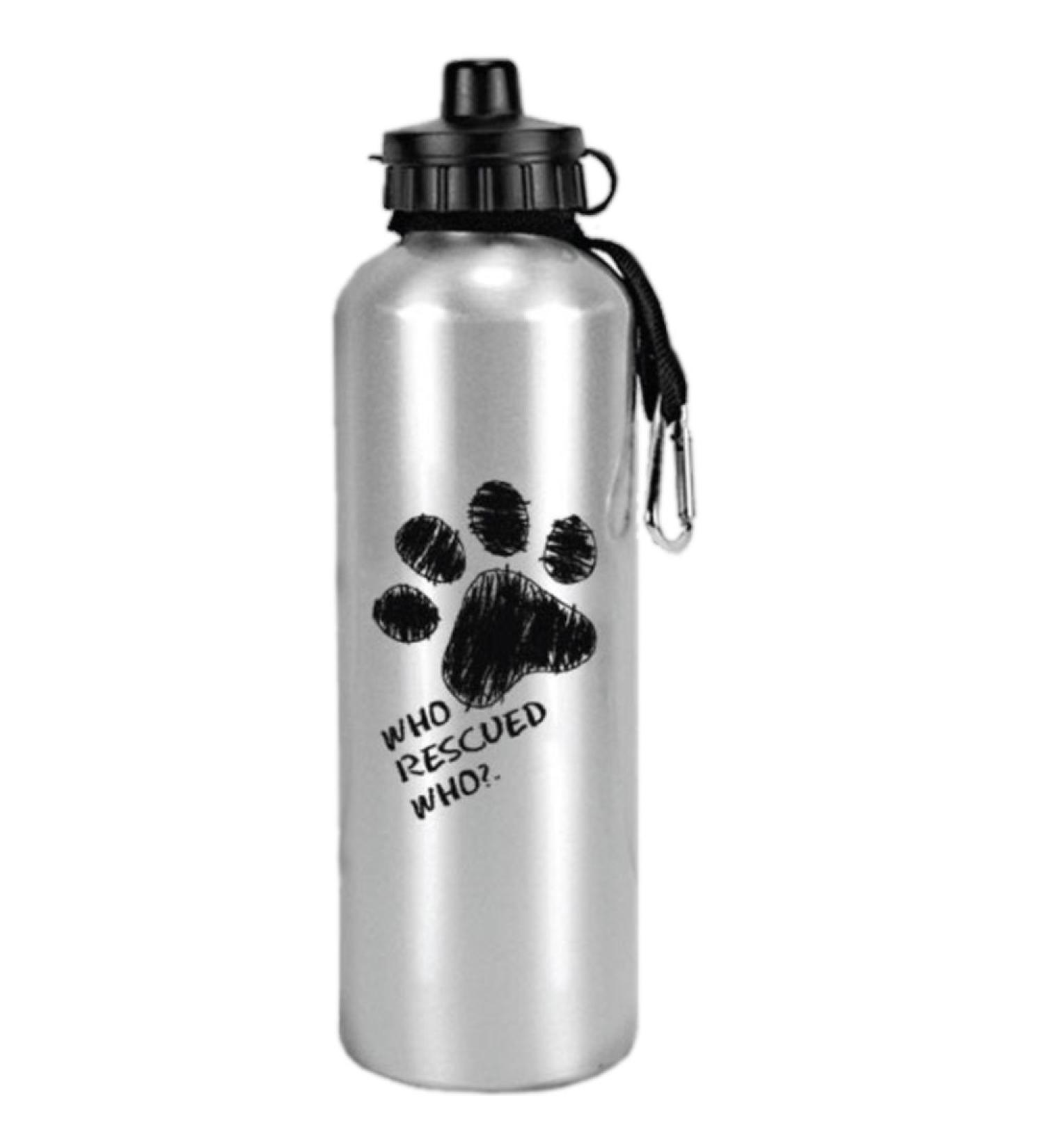 Imagine This 'Who Rescued Who' Aluminum Water Bottle, 24-Ounce