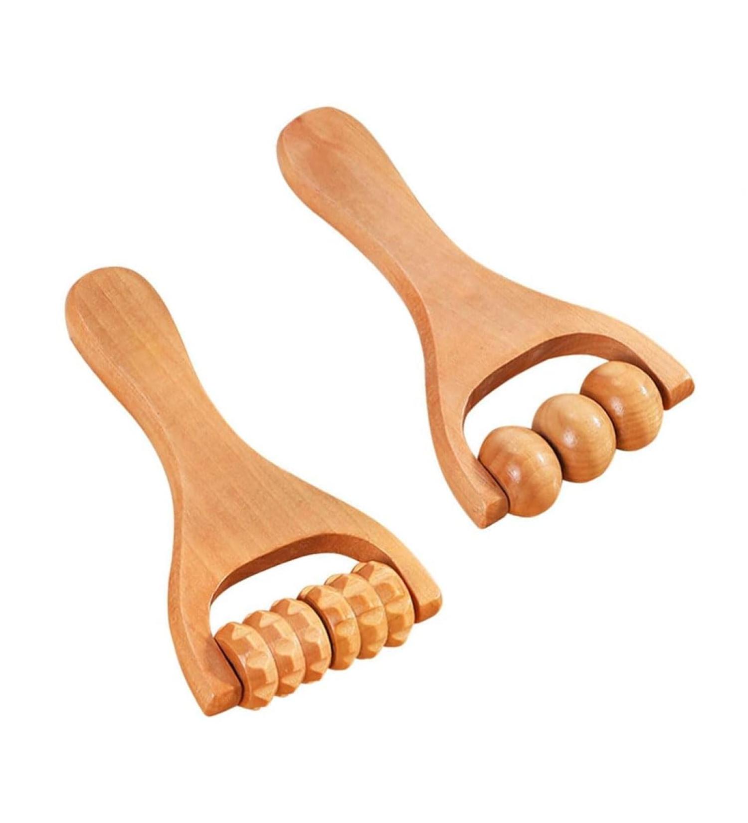 Buy Bzkser 2-Piece Massage Roller Set | Wood Trigger-Point Scooter for Body & Face | Anti-Cellulite Gua Sha Scraping Tool | Fascia Roll with Handle - International Shipping Available - Buy Online on GoSupps.com