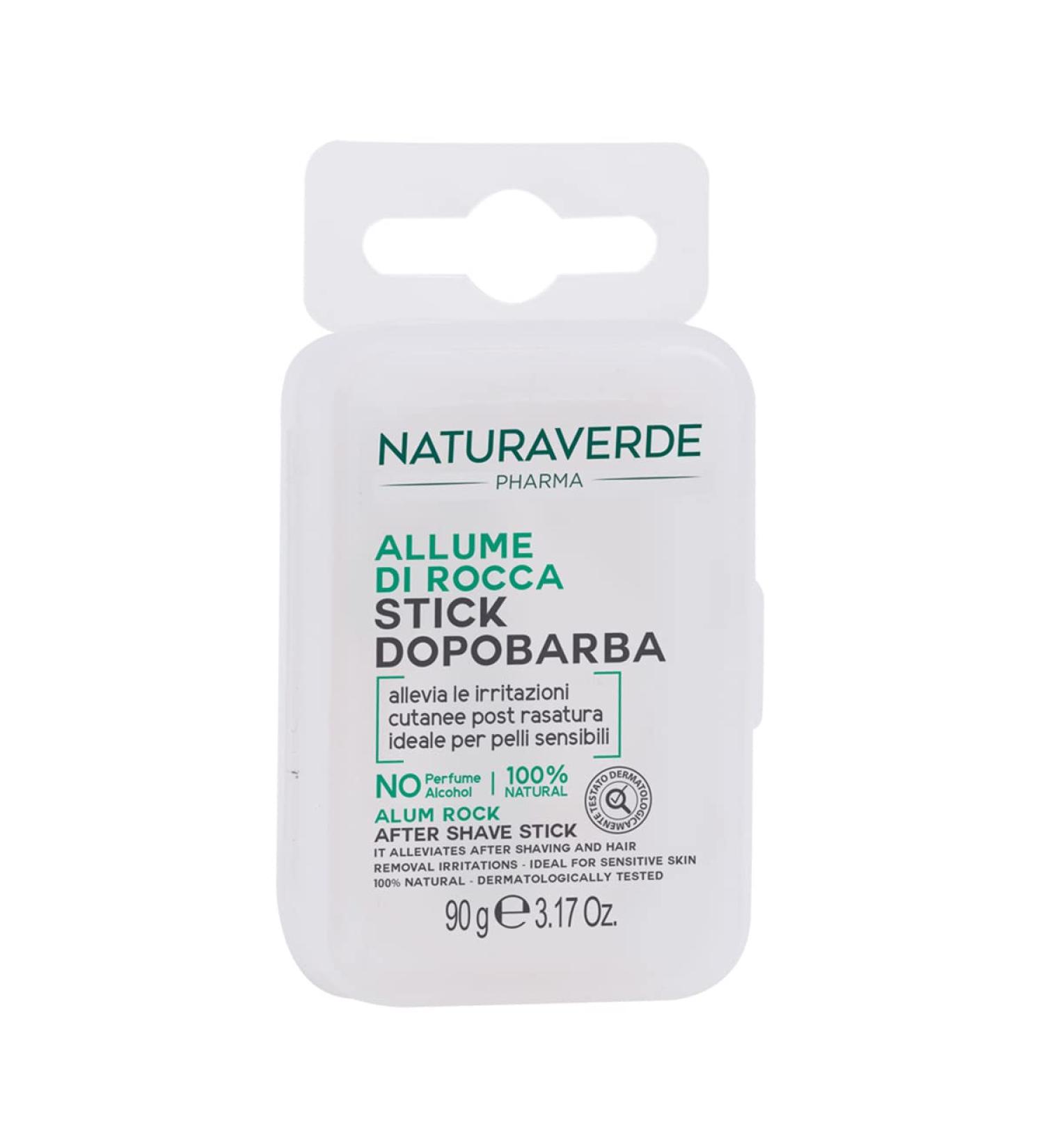 Naturaverde Pharma Aftershave Stick for Men | 100% Natural Alaun di Rocca | Sensitive Skin | 90g - Best Post-Shave Care - Buy Online on GoSupps.com