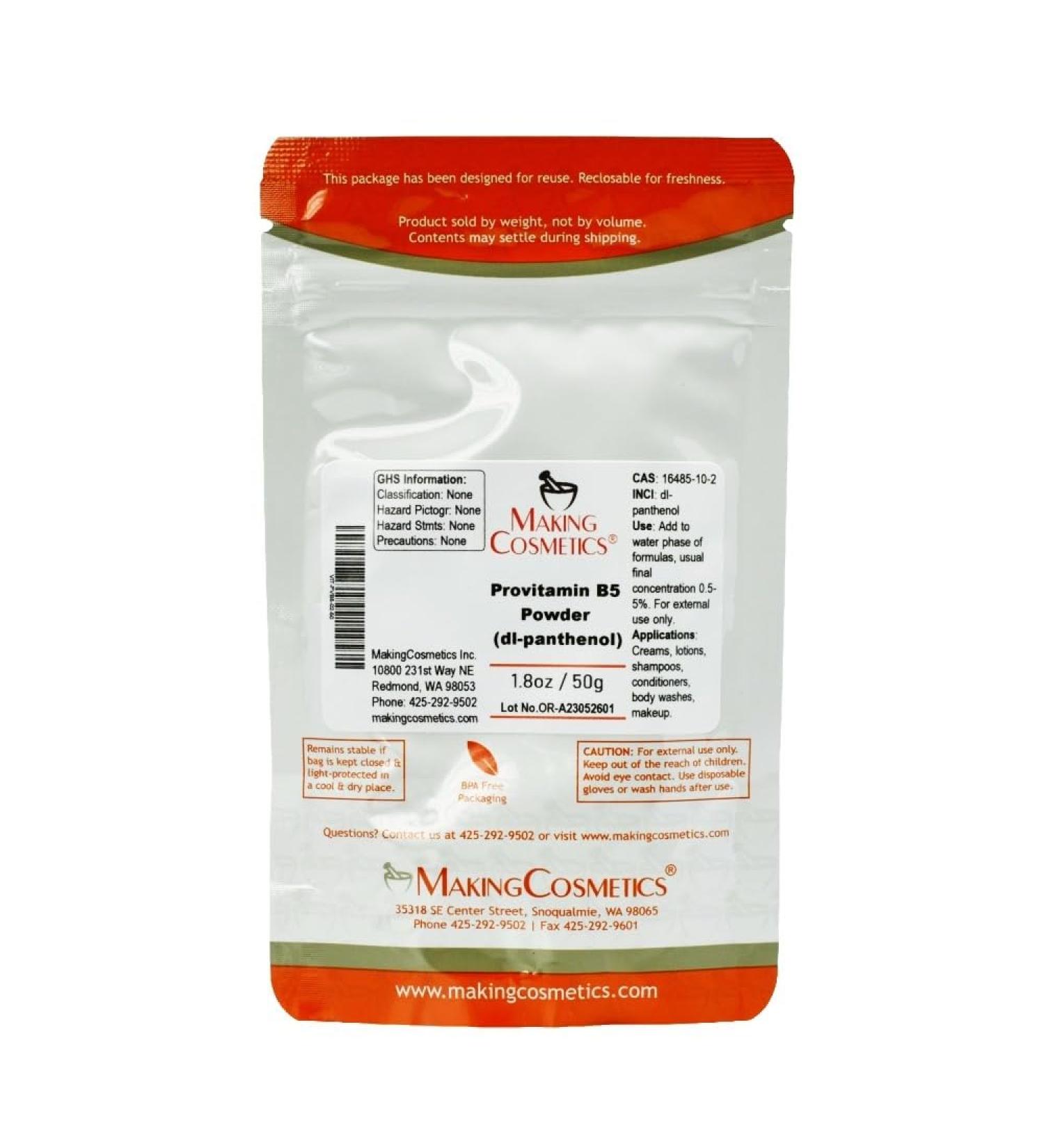 MakingCosmetics - Provitamin B5 Powder (dl-panthenol) - 1.8oz / 50g - Cosmetic Ingredient