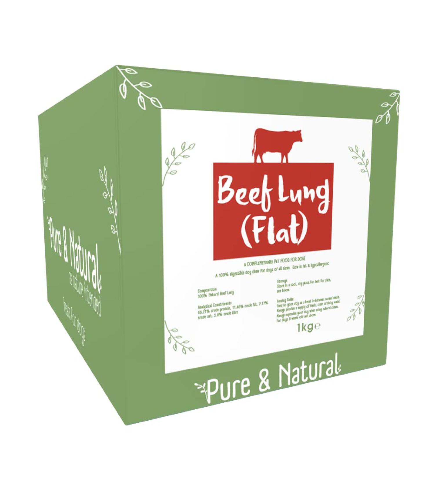 Pure & Natural Beef Lung Flats - Dried Beef Lung Natural Dog Treats High Protein & Low Fat Dog Chew for All Ages - 1kg Bulk Box 1kg (Pack of 1)