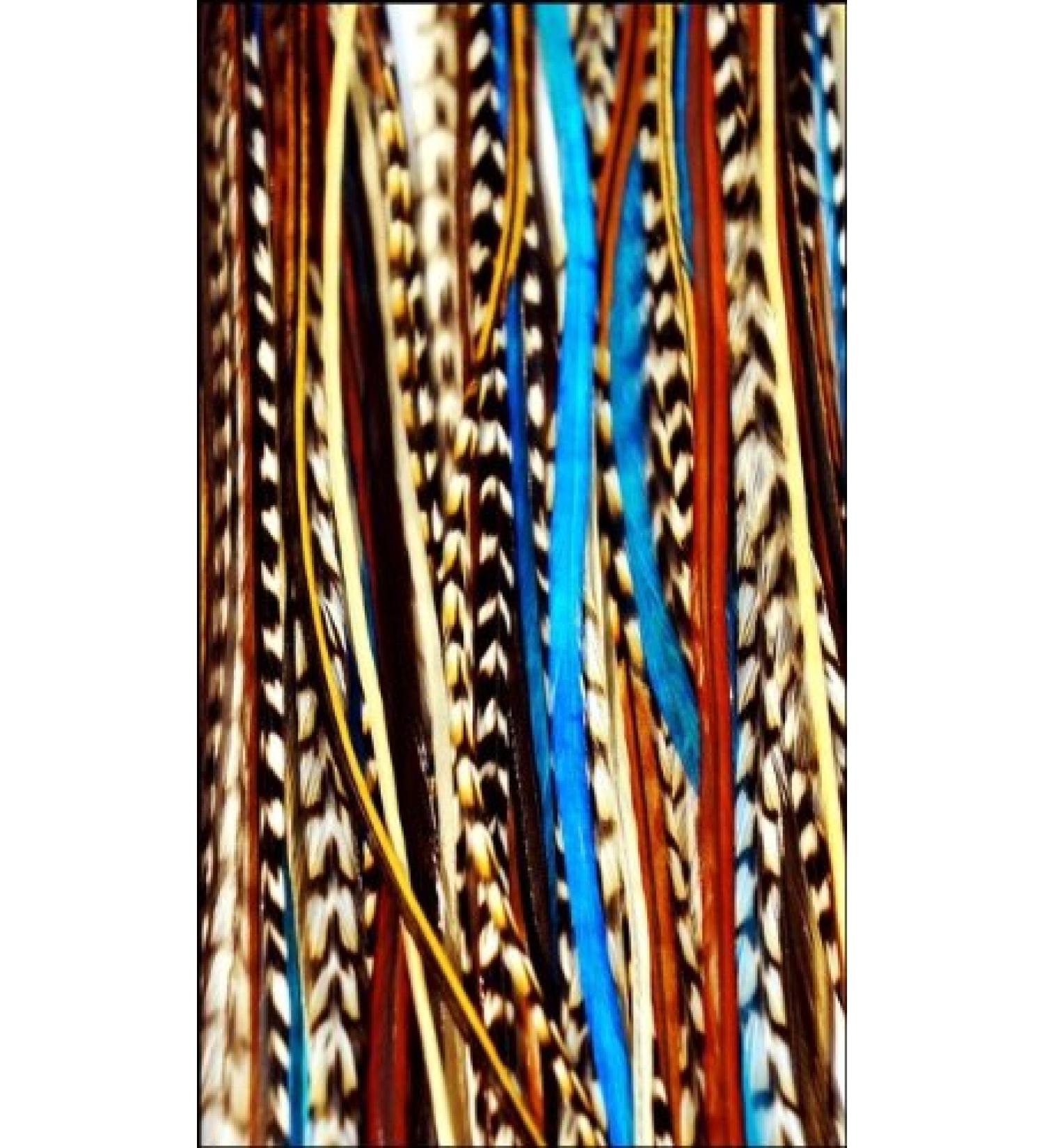 Grizzly Extensions Clip-In Feather Extensions - Natural & Turquoise for Blonde Hair | Premium Quality Hair Accessories - Buy Online on GoSupps.com