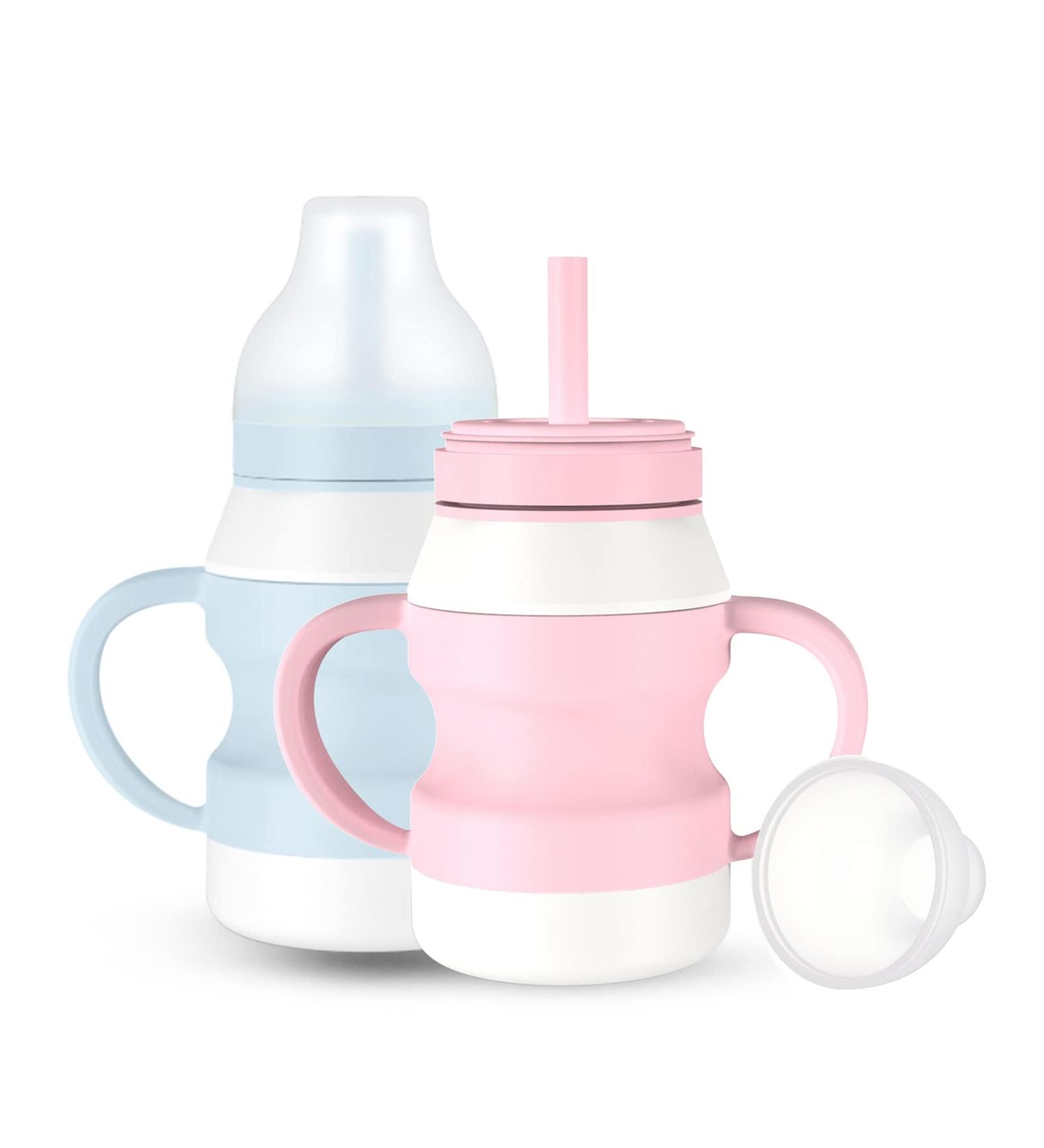 ANTUREBAY Toddler Cups with Straws - Spill Proof Silicone Sippy Cup 6 oz for Baby 6+ Months (Pink/Blue) - Buy Online on GoSupps.com