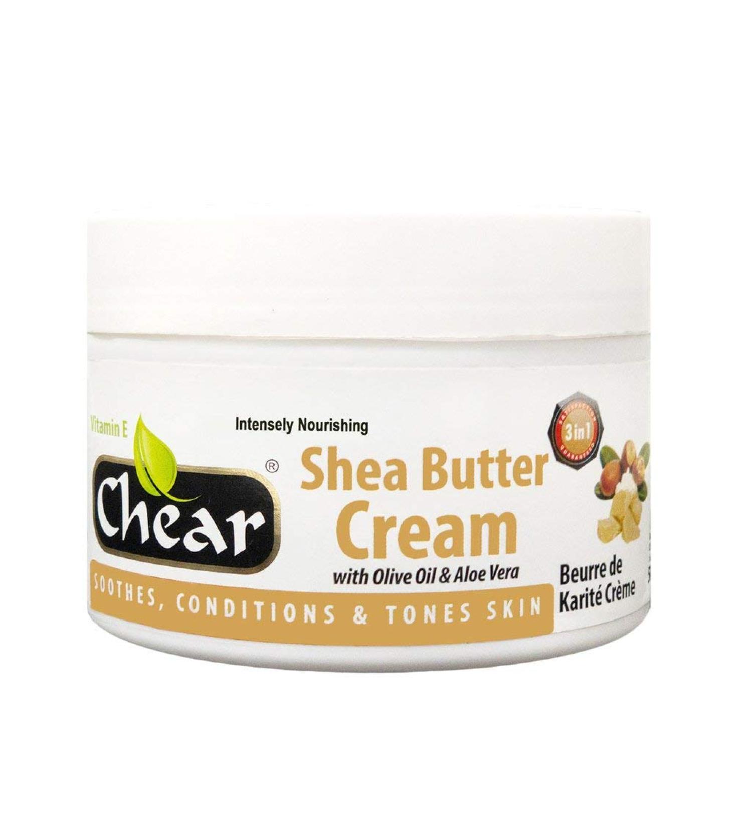 Chear Shea Butter Cream 500ml with Olive & Aloe Vera - Solid Formula - Soothes Conditions & Tones skin
