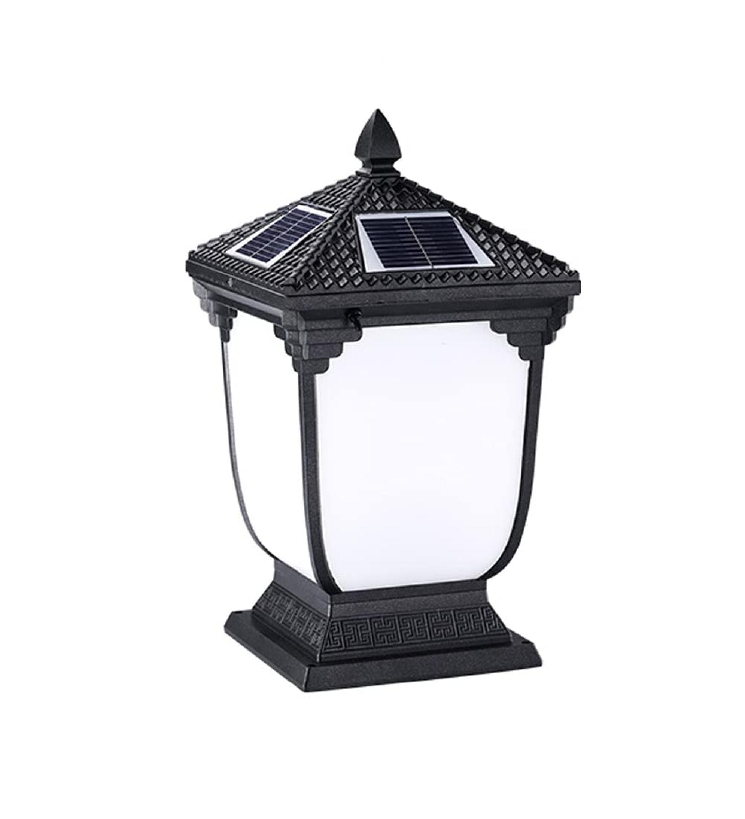 Retro Solar Post Light Outdoor Lighting Aluminum Fence Bollard Column Lamp Courtyard Stigma Light Garden Exterior Pillar Lamp - Buy Online on GoSupps.com