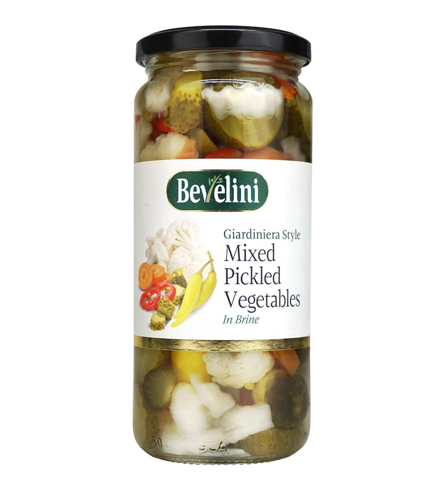Bevelini Giardiniera Style Mixed Pickled Vegetables in Brine 480g (Pack of 6)